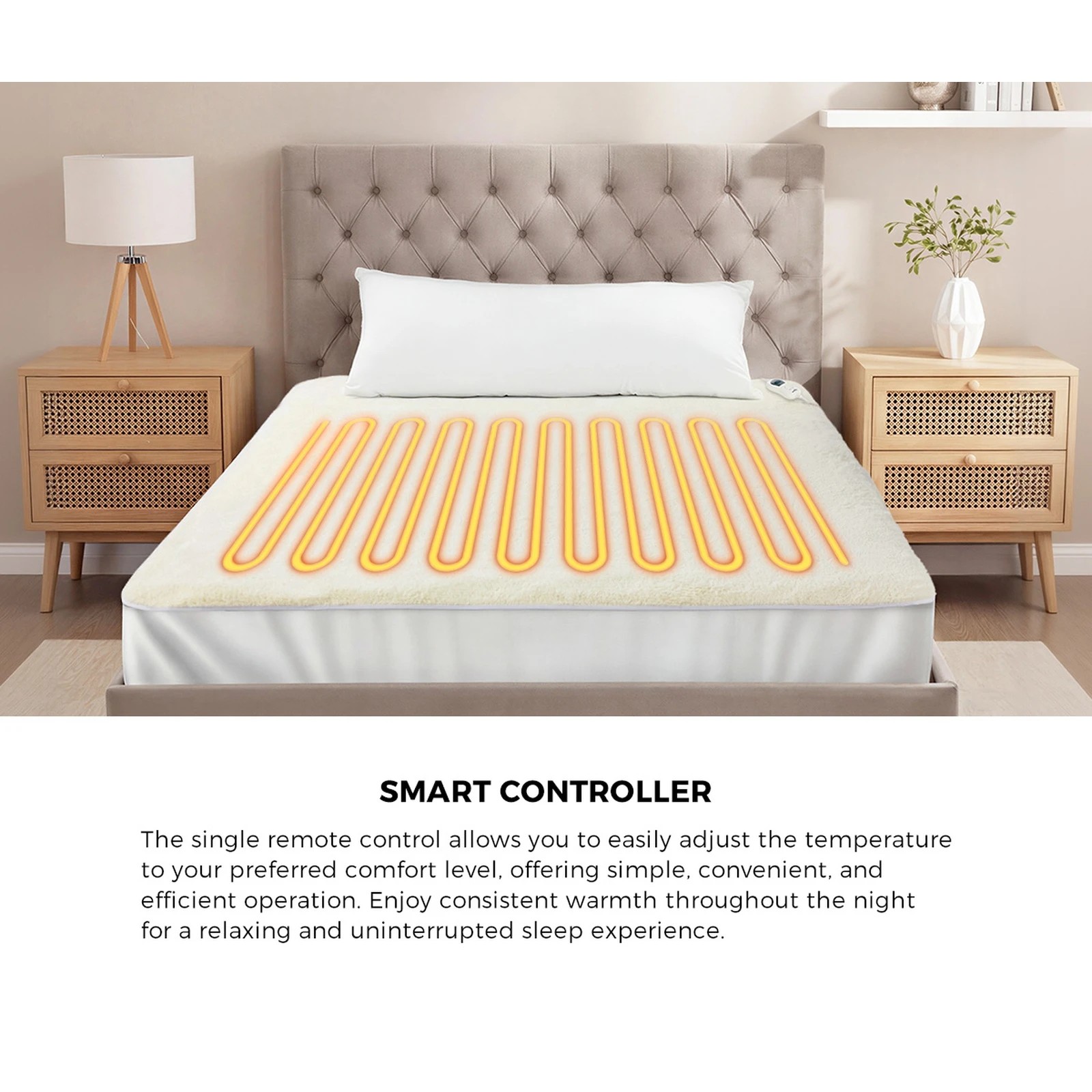 5 Bedra Bedding Electric Heated Blanket Fully Fitted Fleece Underlay Winter Pad Single - Single Bed - White, 5 of 7