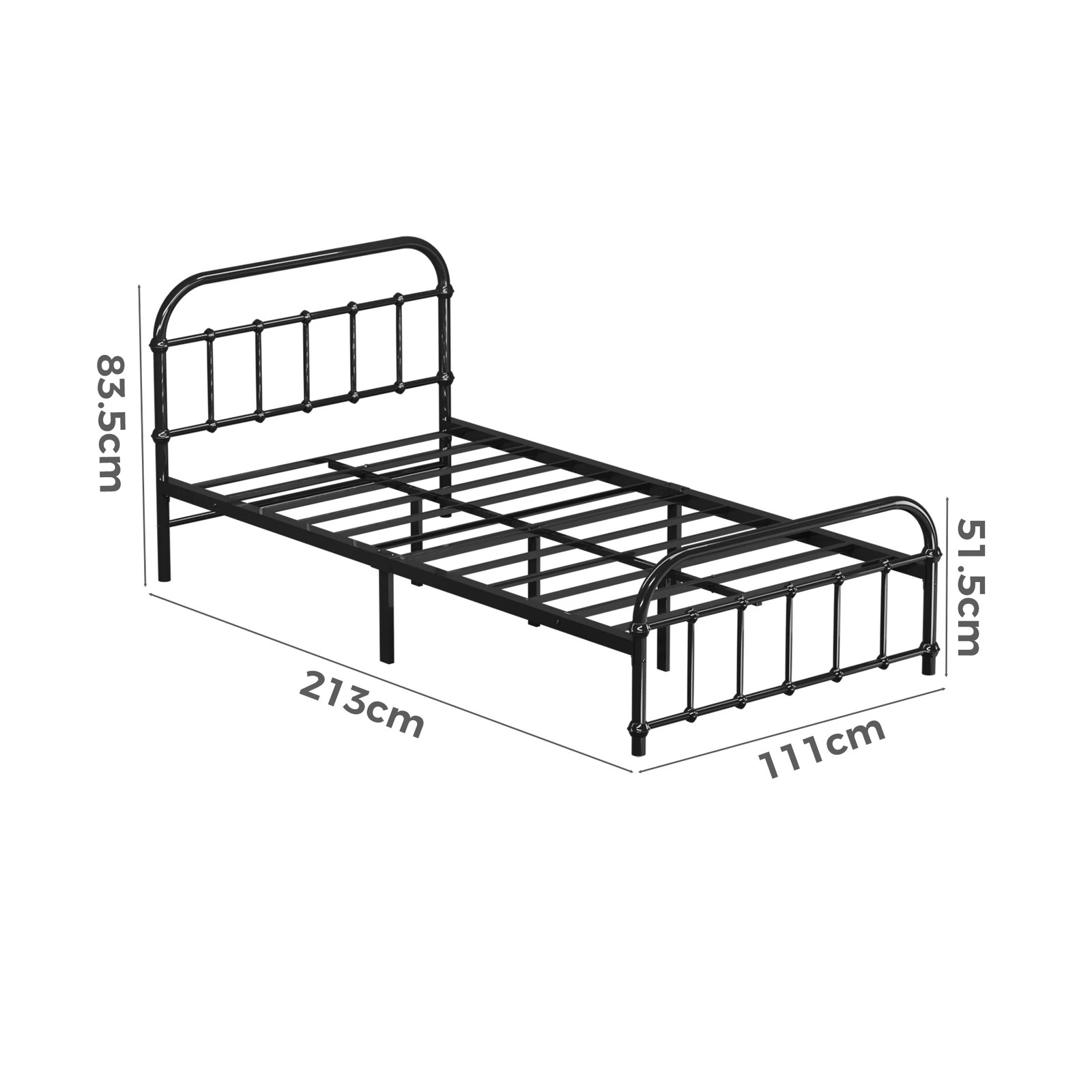 10 Alfordson Metal Bed Frame King Single Mattress Base Industrial Platform - Black, 10 of 10
