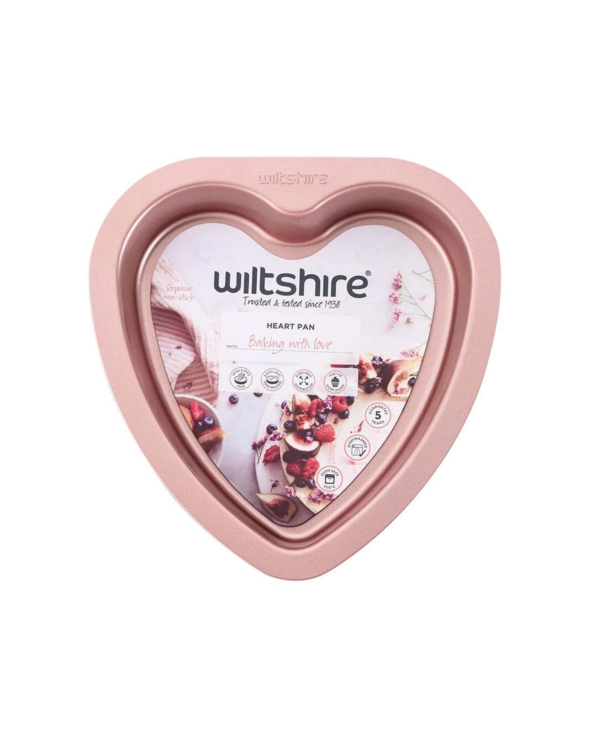 1 Wiltshire Rose Gold Heart Shaped Non-stick Baking Cake Pan Oven Safe Tin 19cm
 - Gold, 1 of 3