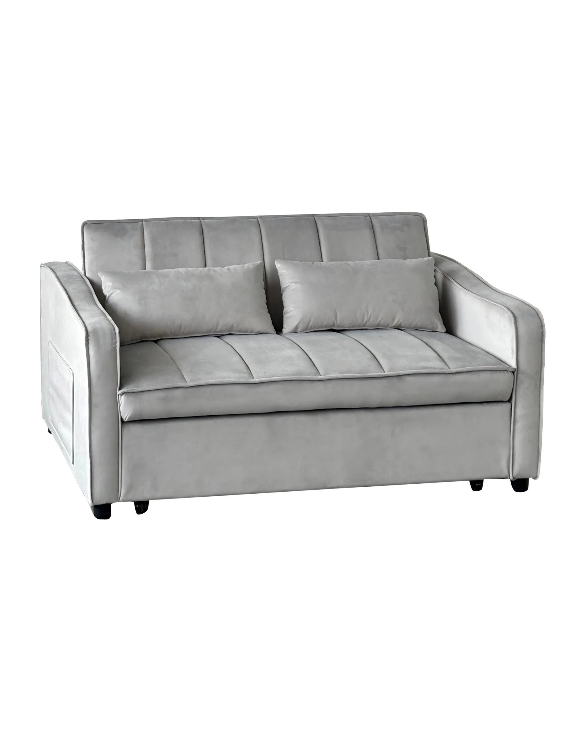 1 Sarantino Fenton Velvet 2-Seater Sofa Bed - Light Grey, 1 of 9