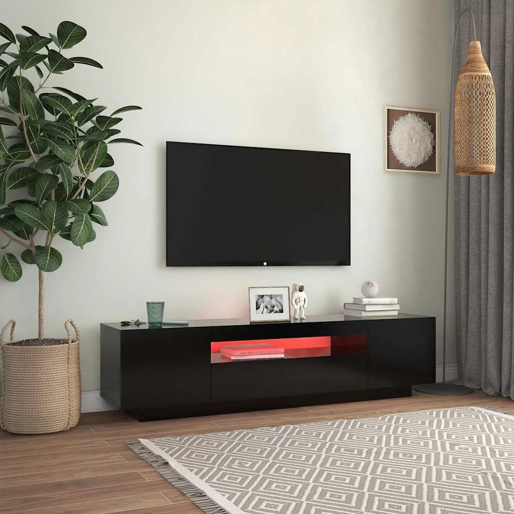 4 Vidaxl Tv Cabinet Tv Cabint With Led Light - Black, 4 of 10