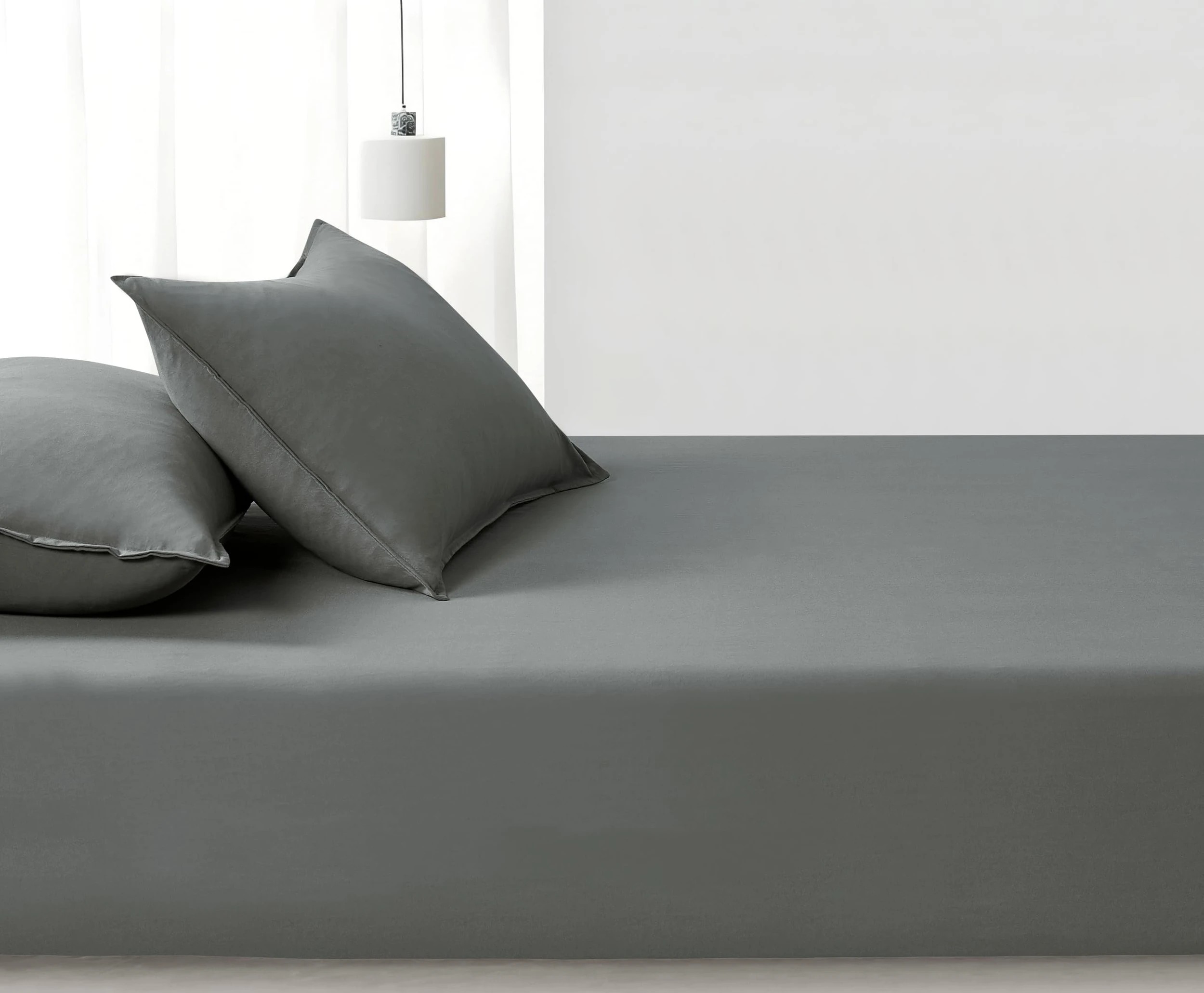 4 CleverPolly 100% Vintage Washed Microfibre Fitted Sheet Set - Double Bed - Grey, 4 of 5