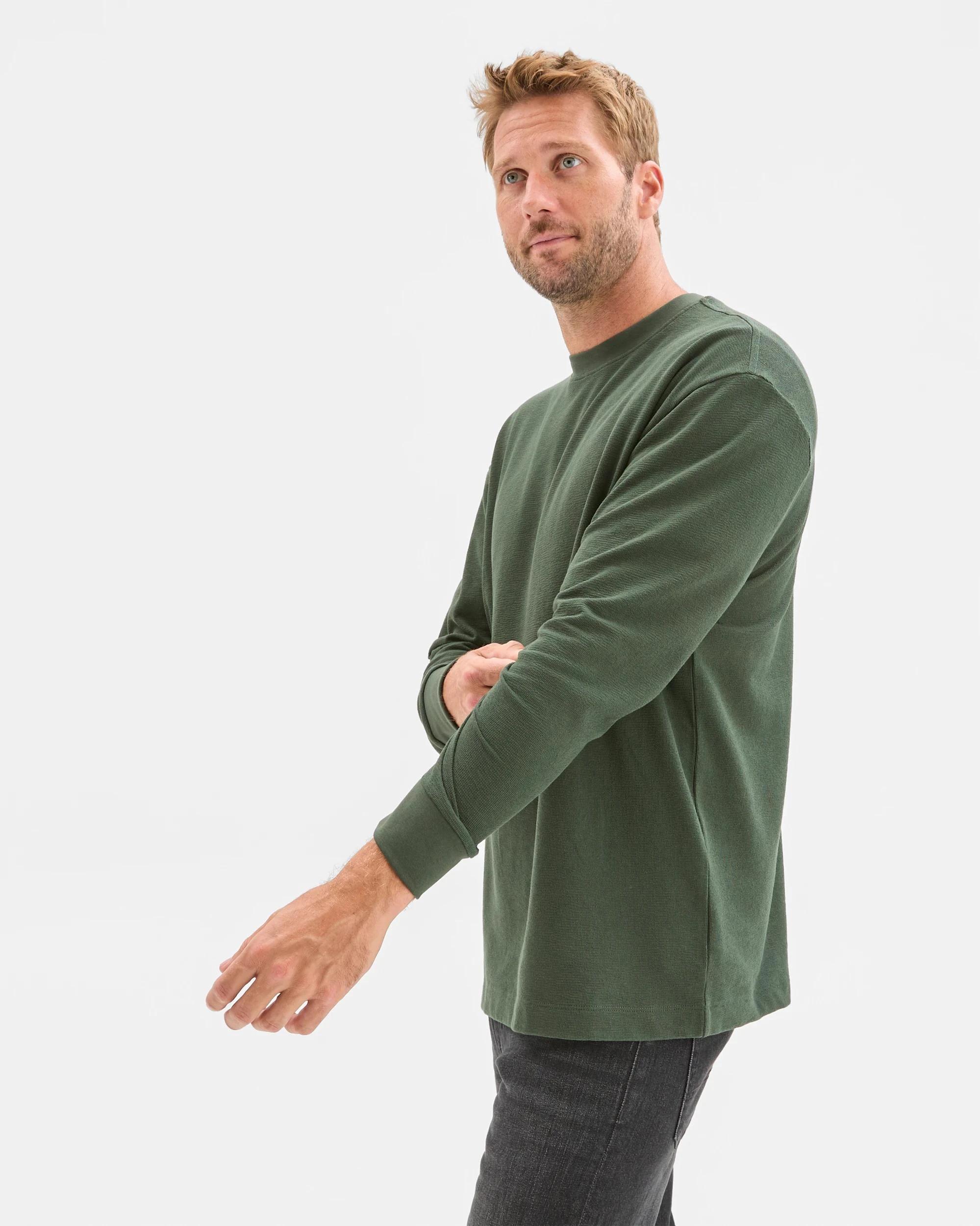 6 Target Australian Cotton Blend Long Sleeve Textured T-Shirt DARK GREEN, 6 of 6