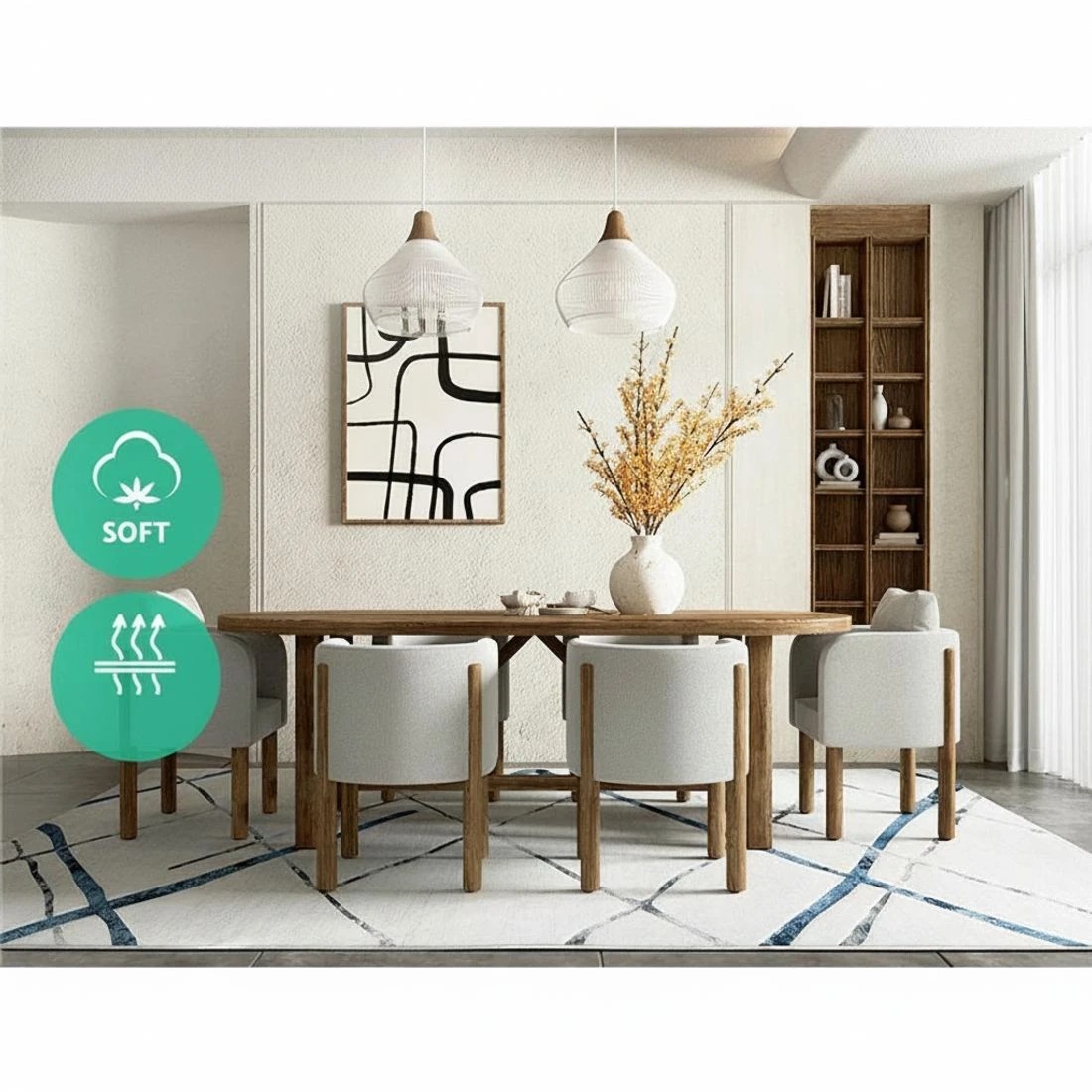 5 Artiss Floor Rug 200x290 Washable Mat Carpet Short Pile Jaca - Grey, 5 of 7