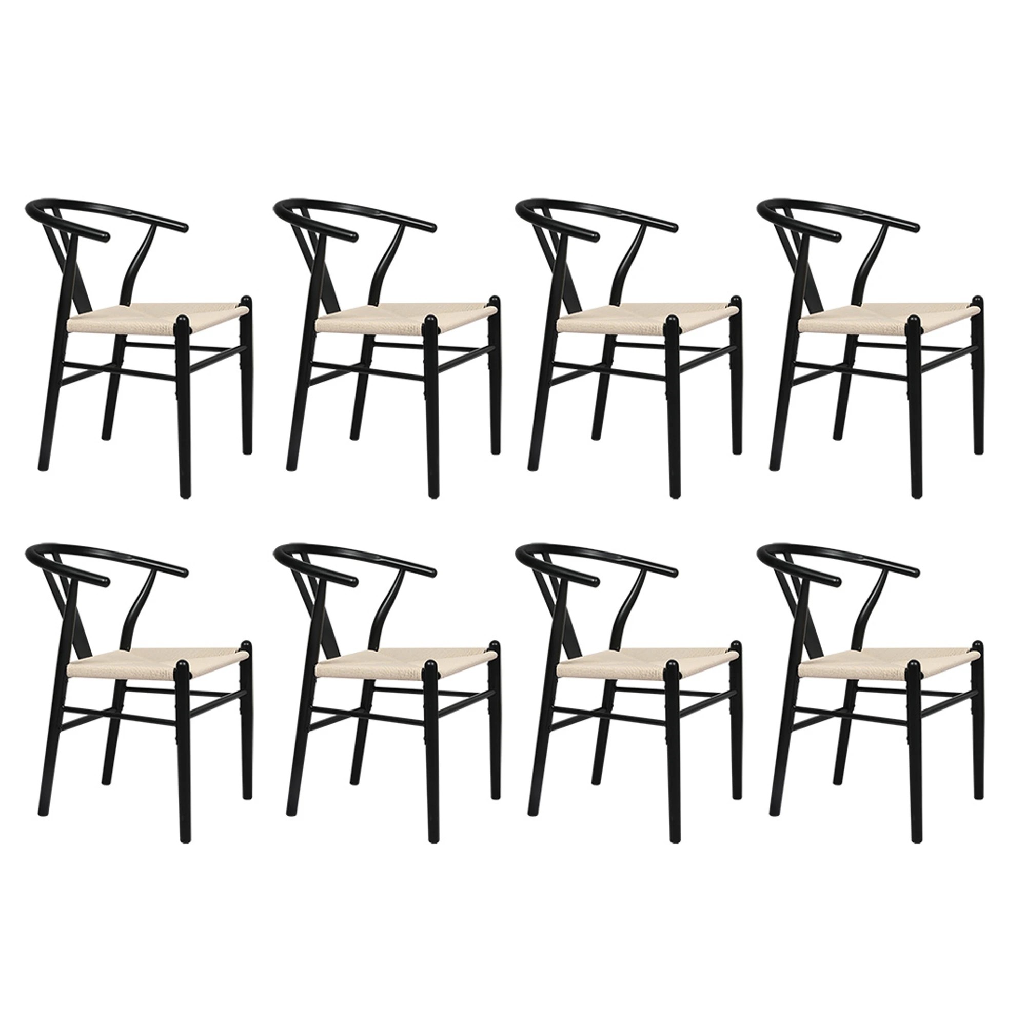 1 Levede 8x Dining Chairs Wooden Hans Wegner Chair Wishbone Chair Cafe Lounge Seat, 1 of 8
