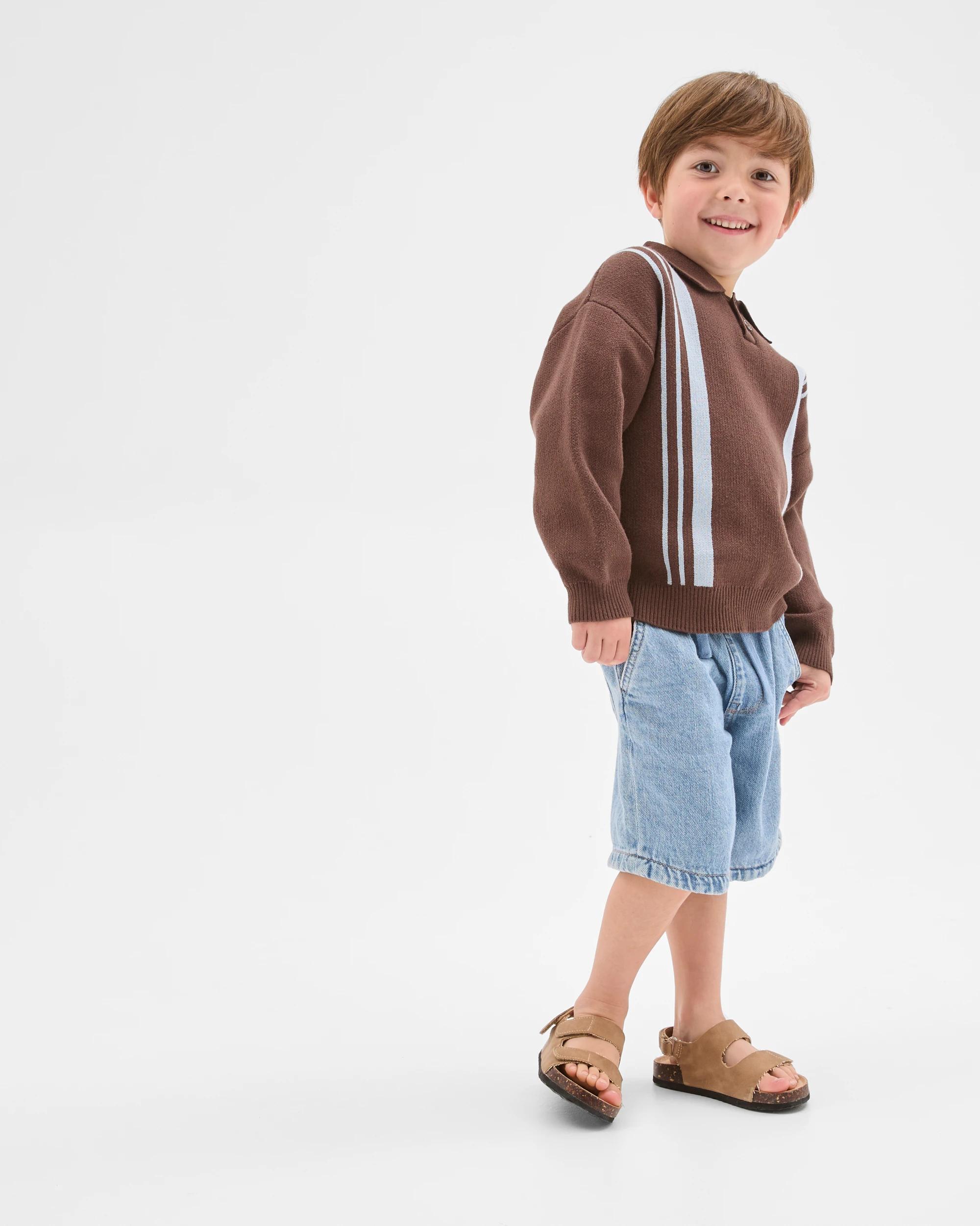 3 Target Kids Australian Cotton Lightweight Long Sleeve Knit Polo Top BROWN, 3 of 7