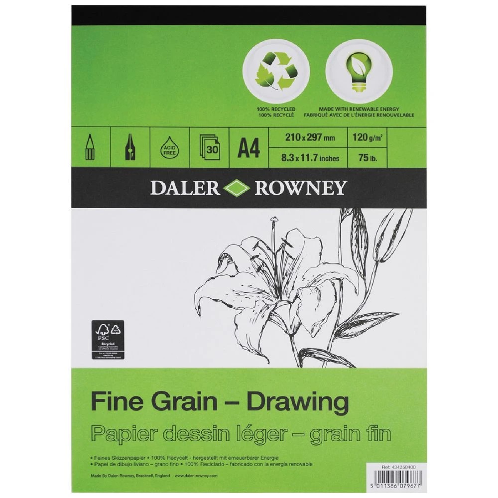 1 Daler-Rowney Fine Grain Eco Drawing Pad 200gsm A4, 1 of 1