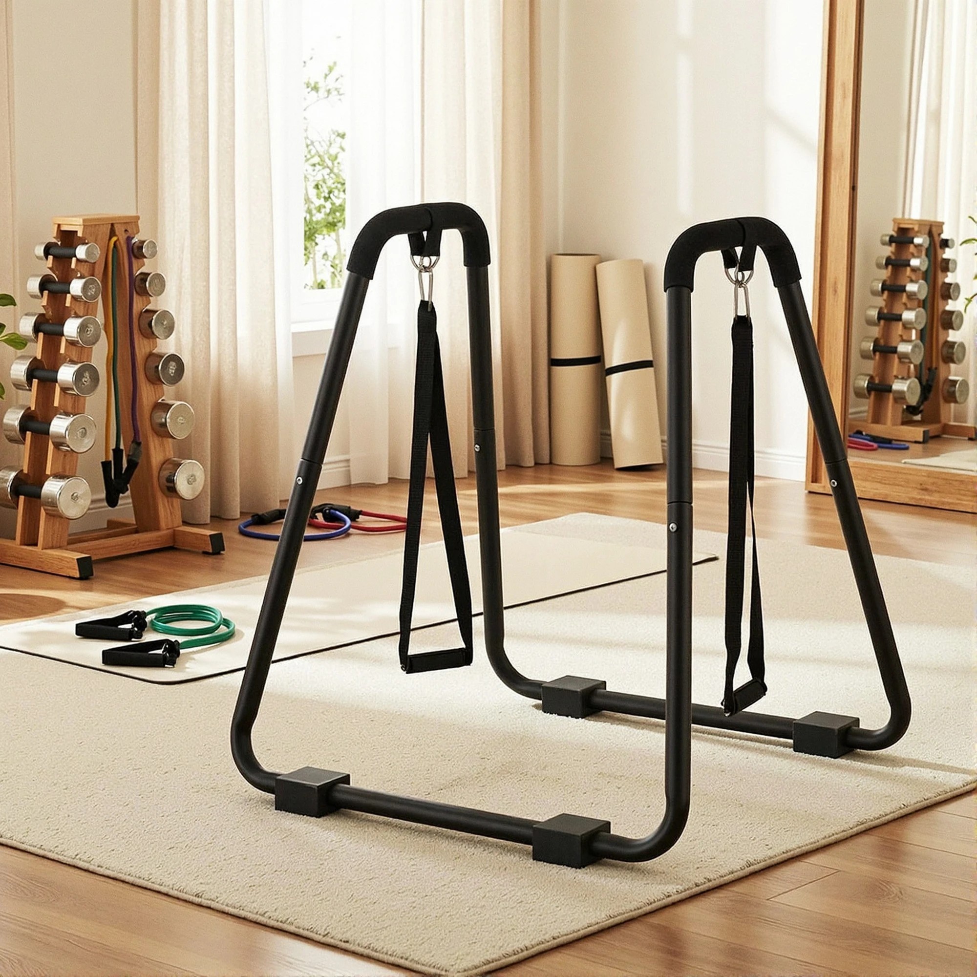 8 Everfit Dip Station Parallel Bars Heavy Duty Home Gym Stand Calisthenics - Black, 8 of 8