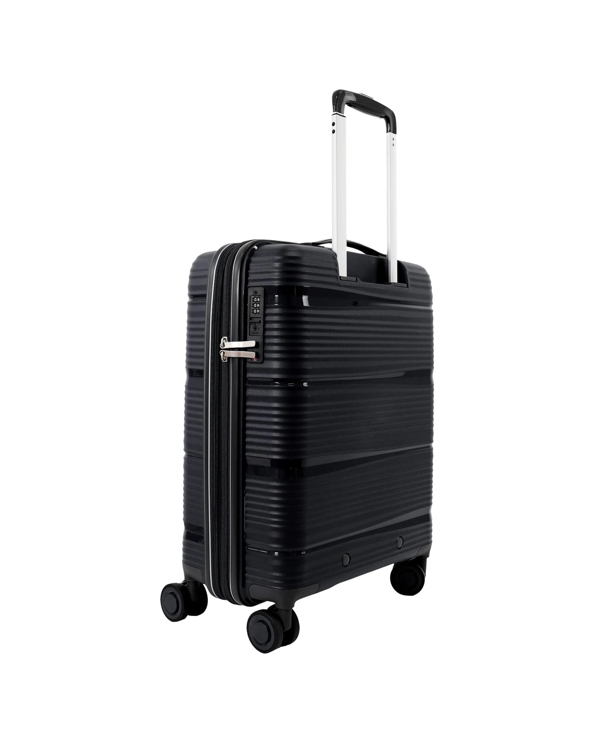 5 Pierre Cardin 2pc Polypropolene (PP) Medium & Cabin Luggage Suitcase Set - Black, 5 of 7