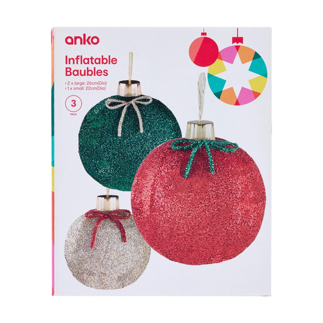 1 3 Pack Inflatable Baubles, 1 of 6