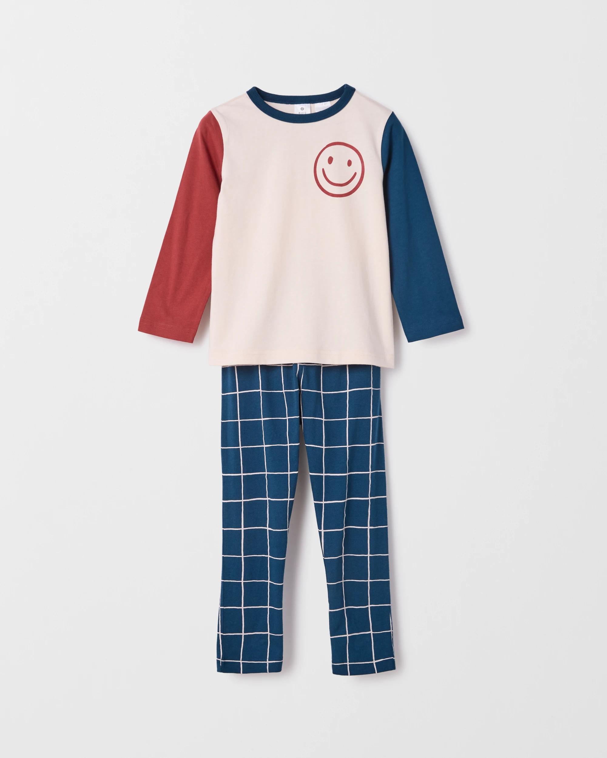 1 Target Kids Australian Cotton Blend Younger Boys Knit Pyjama Set SMILEY FACE CREAM, 1 of 4