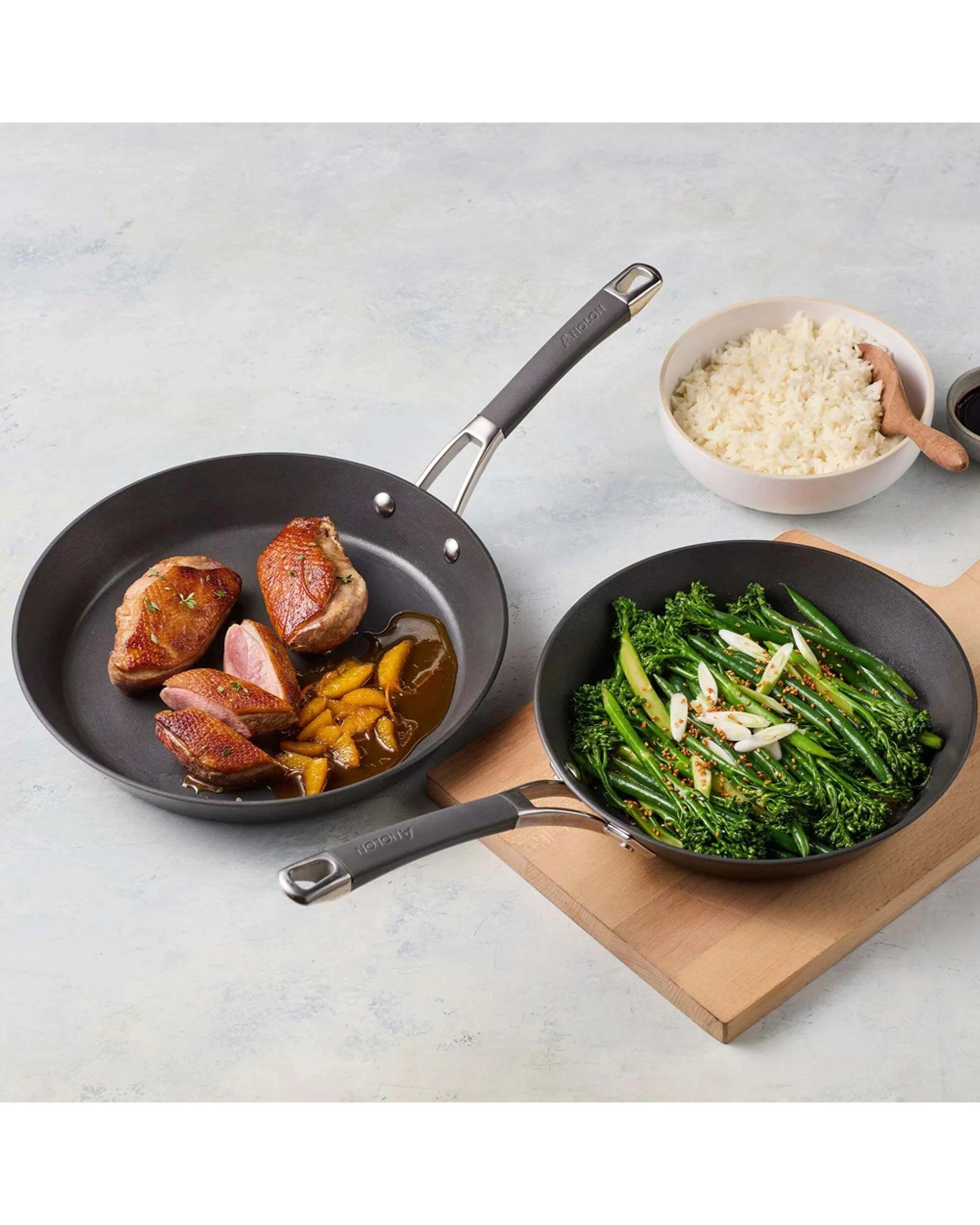 1 Anolon Endurance+ 2pc 20 26cm Open French Skillet Round Set Non Stick - Black, 1 of 4