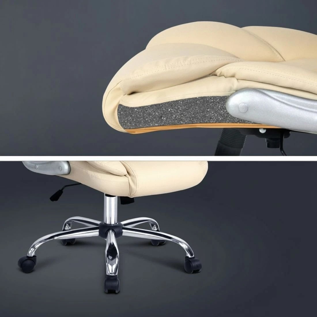 6 Artiss Executive Office Chair Leather Tilt Beige - Beige, 6 of 7