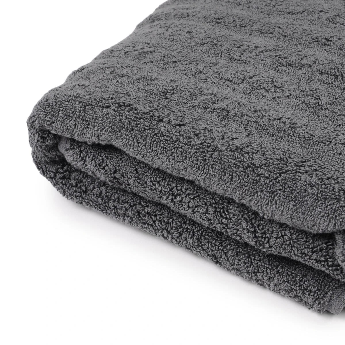 4 Thick Ribbed Australian Cotton Bath Sheet - Grey, 4 of 5