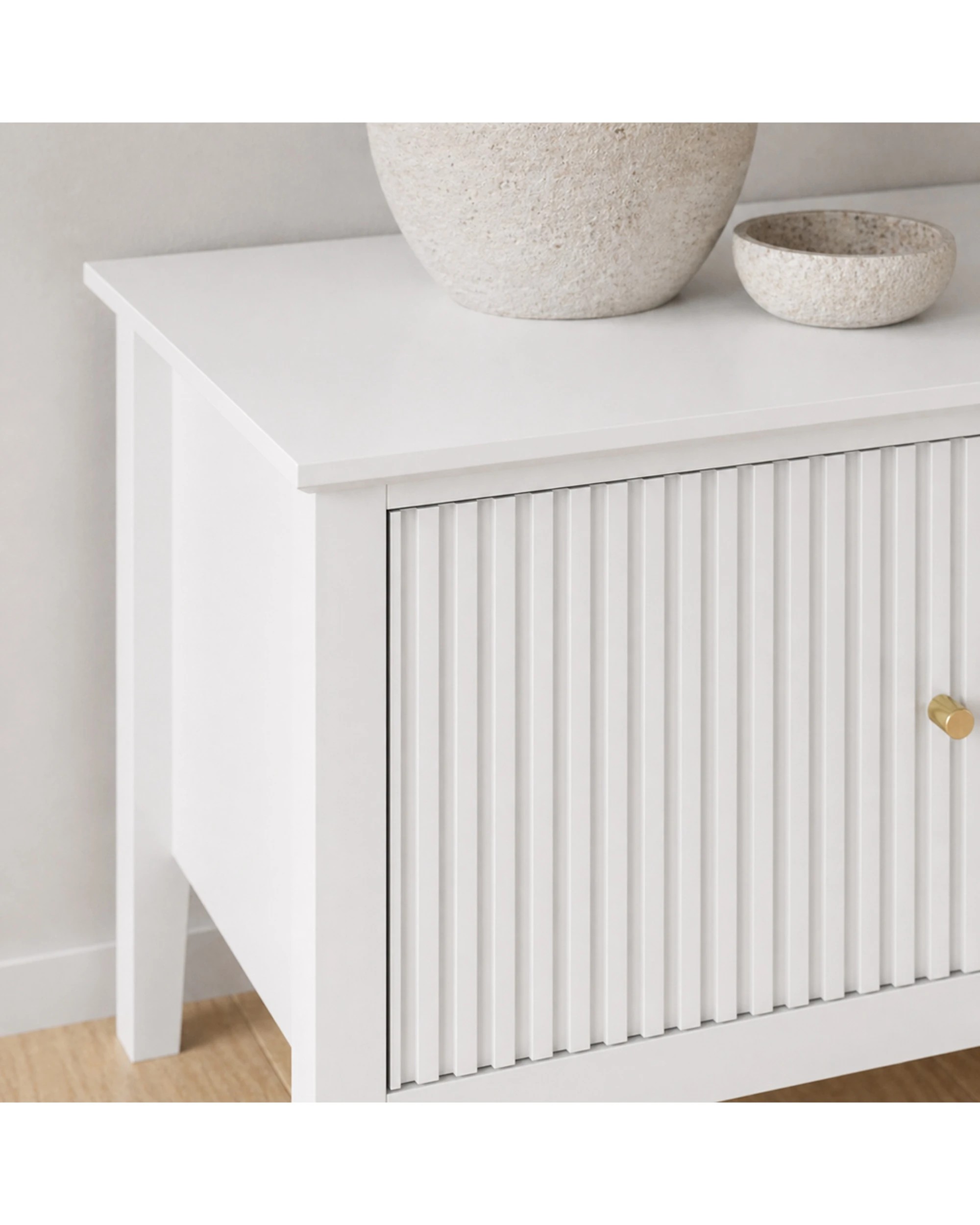 3 Alpine Bay Zara Fluted 4 Door Entertainment Unit MDF - White, 3 of 8