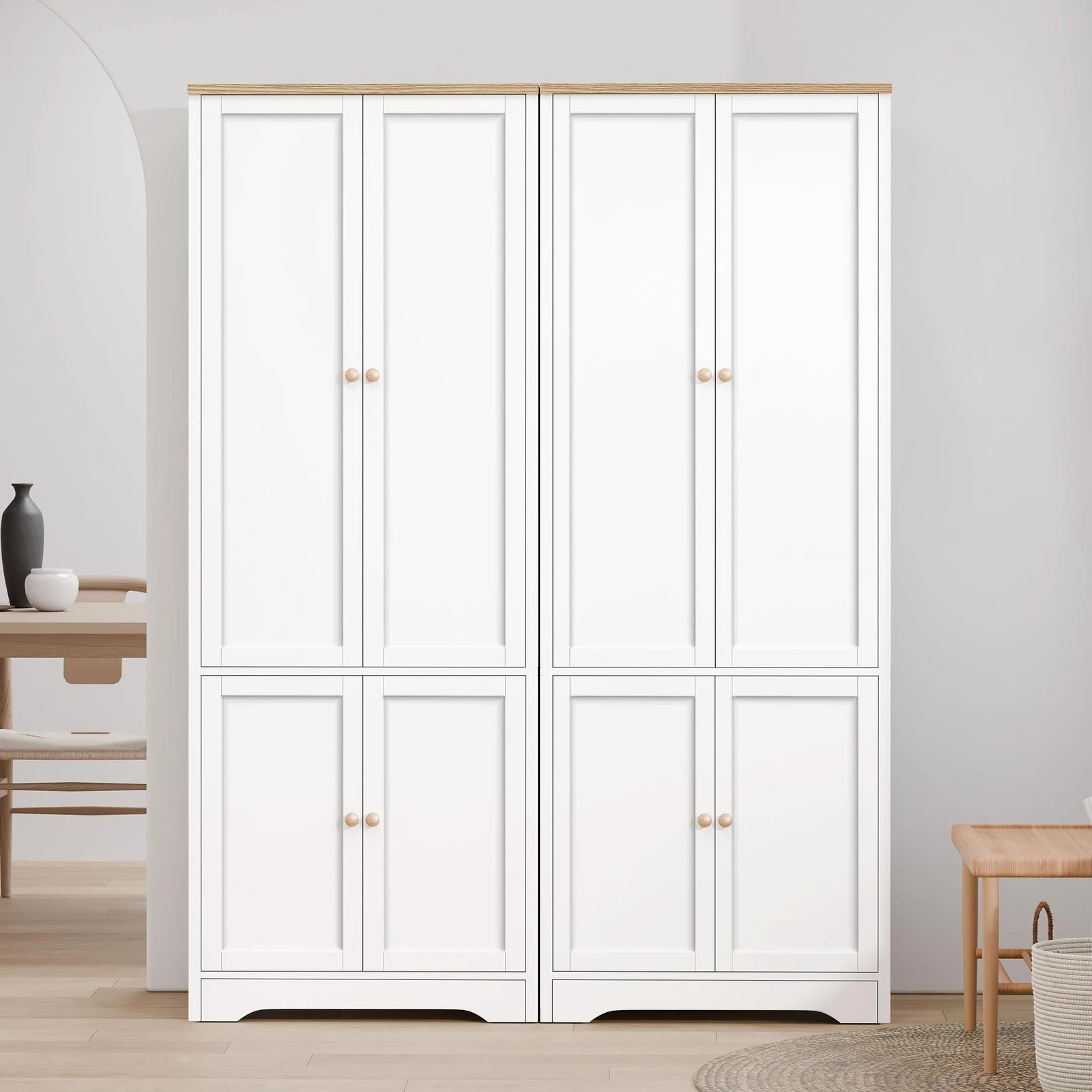4 Alfordson 2x Buffet Sideboard Cupboard Storage Cabinet Wardrobe Kitchen Hallway - White, 4 of 8