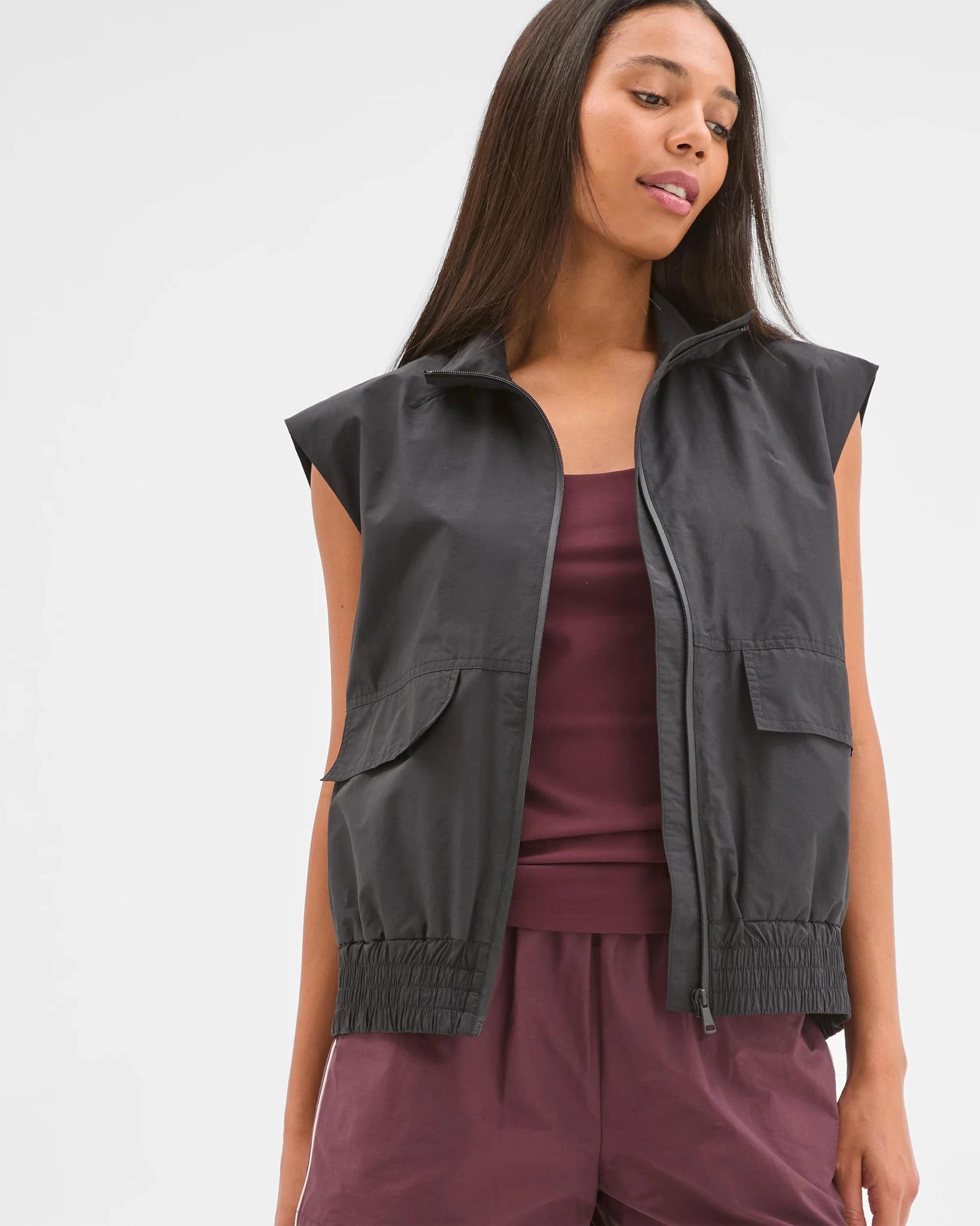 2 Target Active Active Australian Cotton Blend Funnel Neck Woven Vest BLACK, 2 of 8