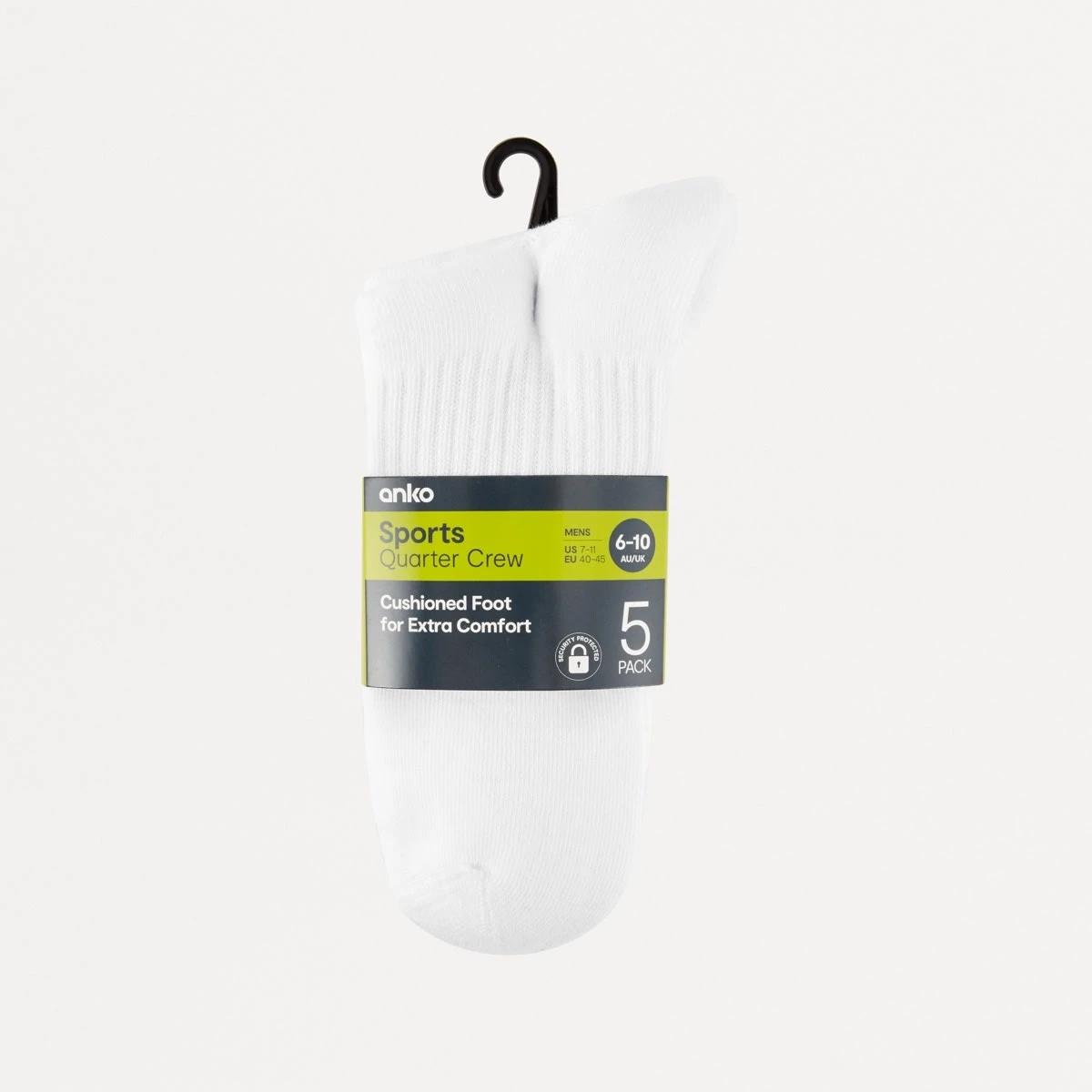 3 5 Pack Quarter Crew Sport Socks WHITE, 3 of 3
