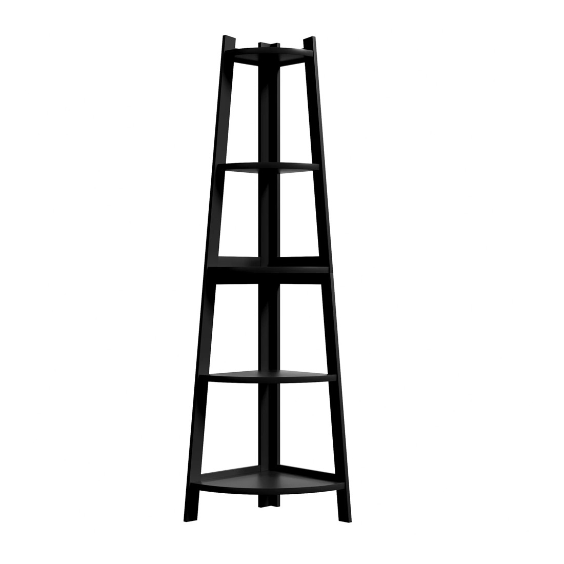 1 Oikiture Corner Ladder Shelf 5 Tier Home Storage Display Stand Bookshelf
 - Black, 1 of 9