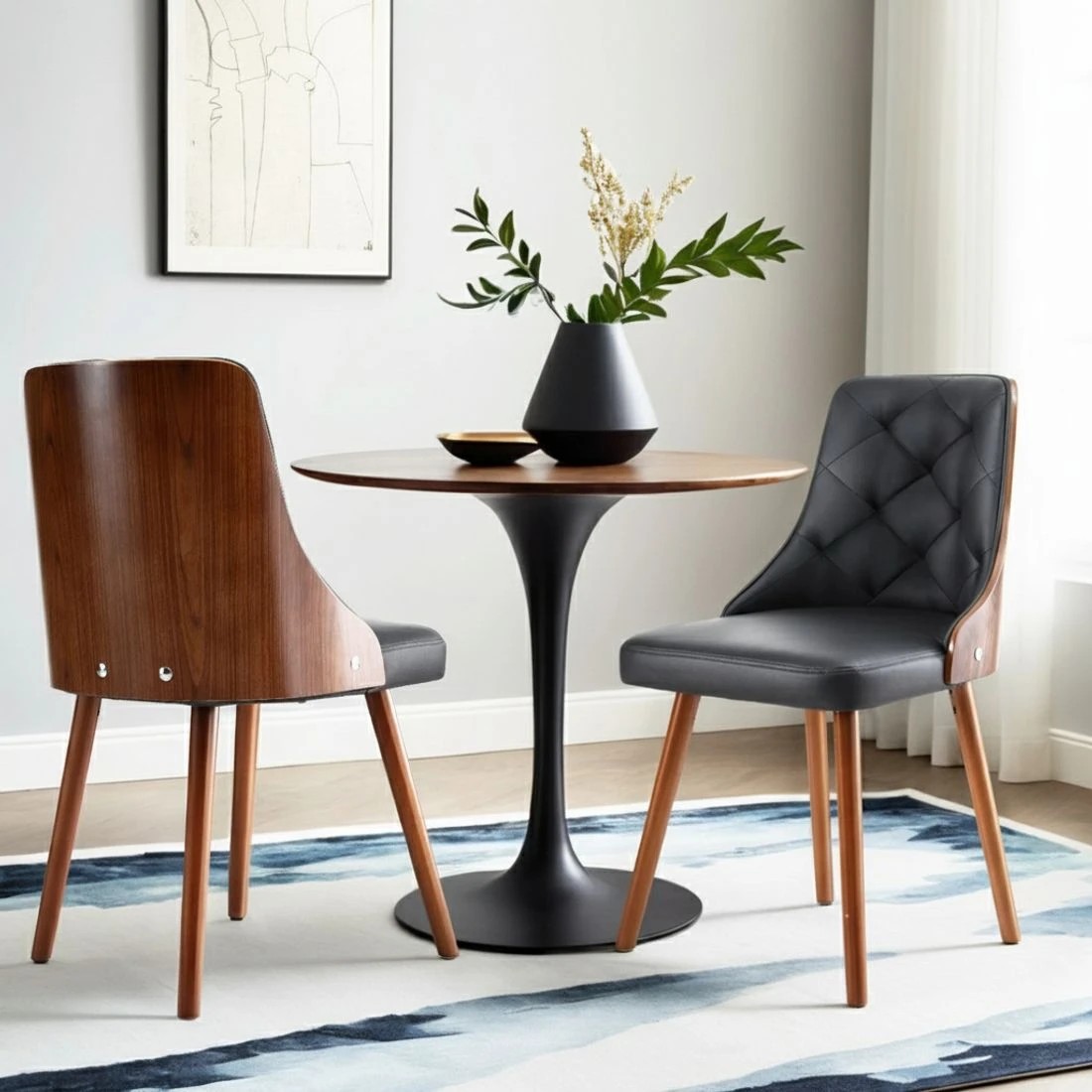 4 1 Set of 4 Artiss Dining Chairs  PU - Black, 4 of 6