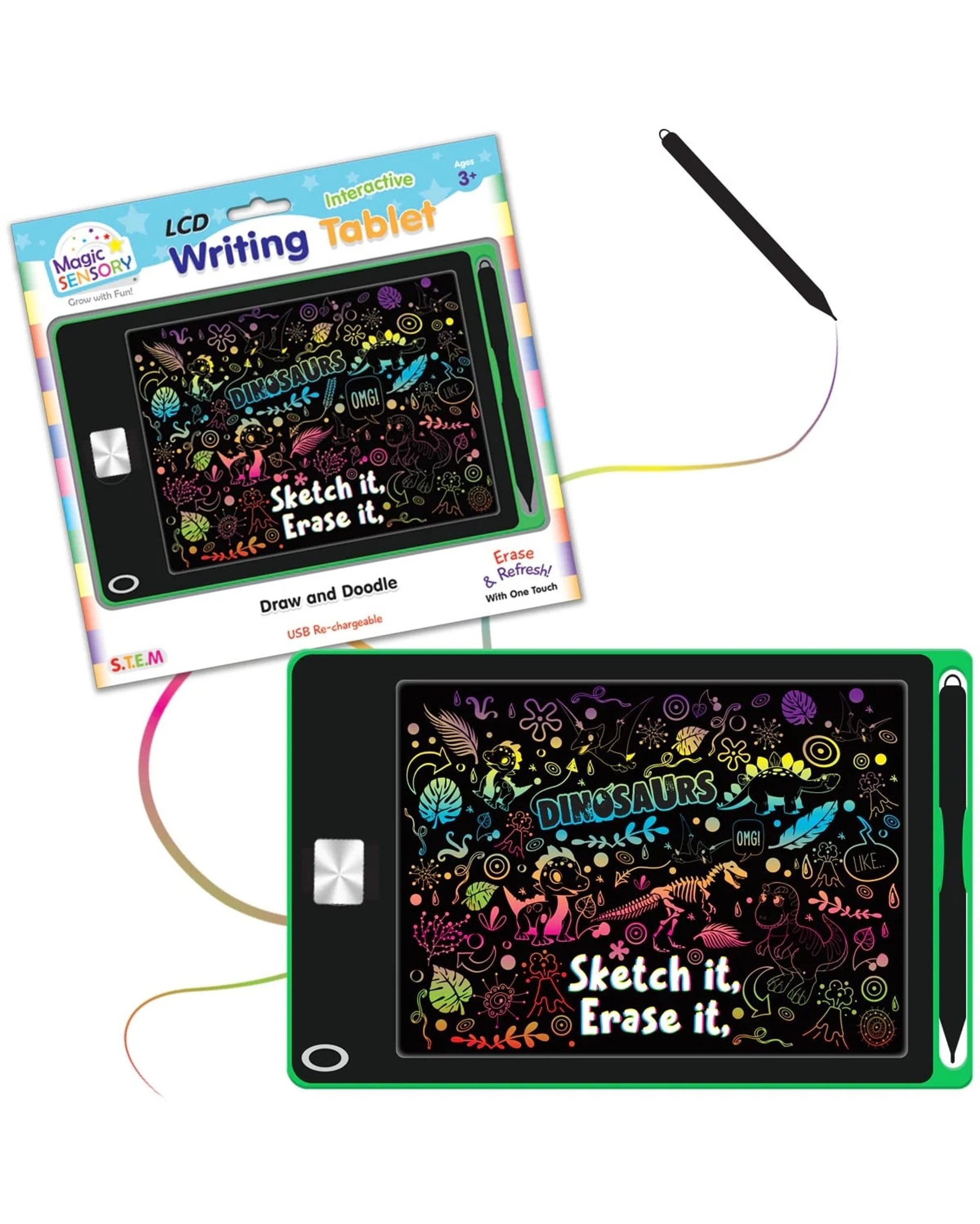 2 Magic Sensory Interactive LCD Writing Tablet - Green Dinosaur - Green, 2 of 6