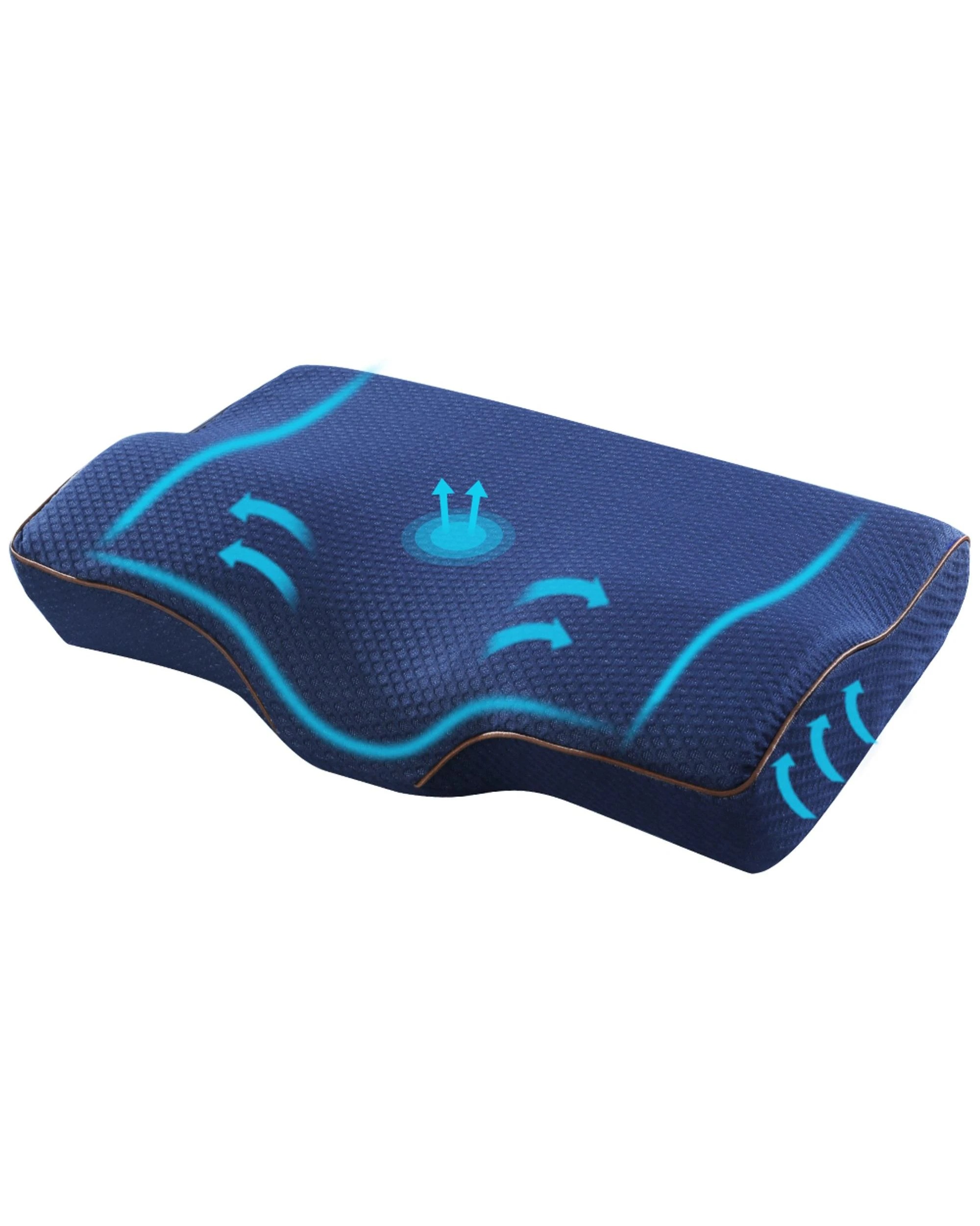 1 Giselle Memory Foam Pillow Neck Cervical Butterfly Ergonomic Support Navy - Blue, 1 of 7