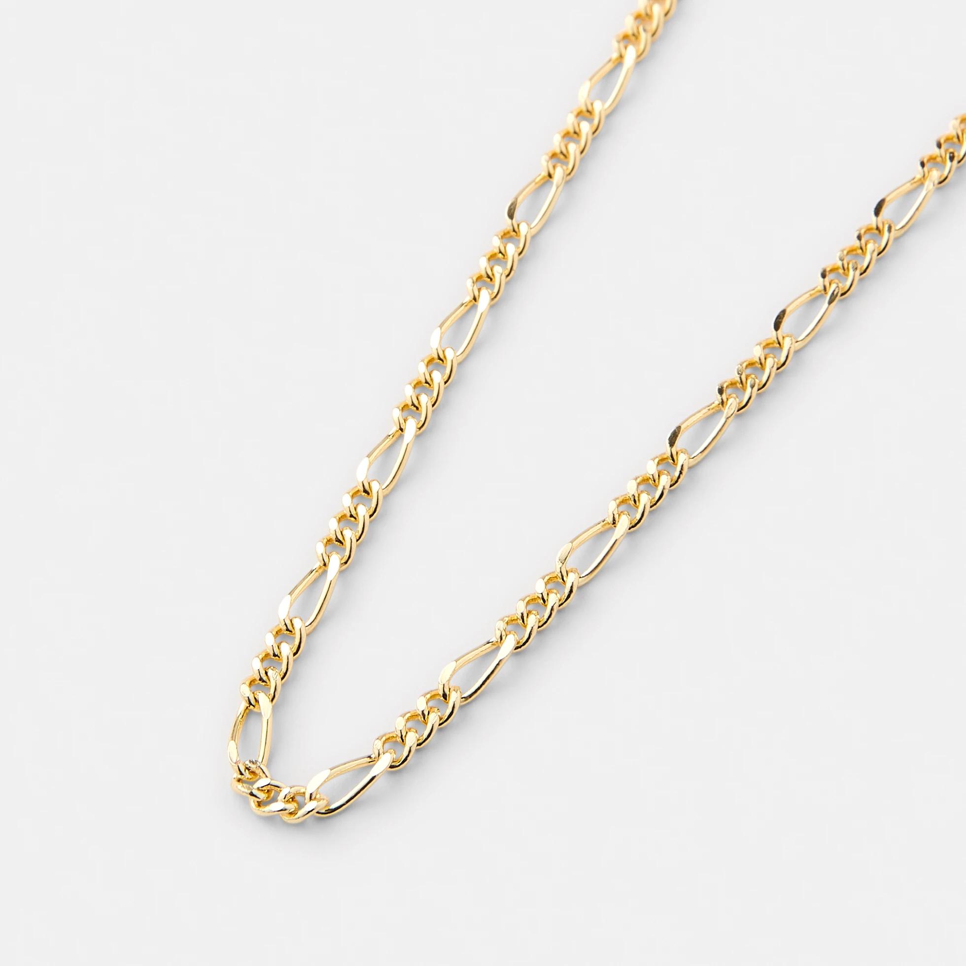 2 18K Gold Plated Figaro Chain Necklace Gold, 2 of 4