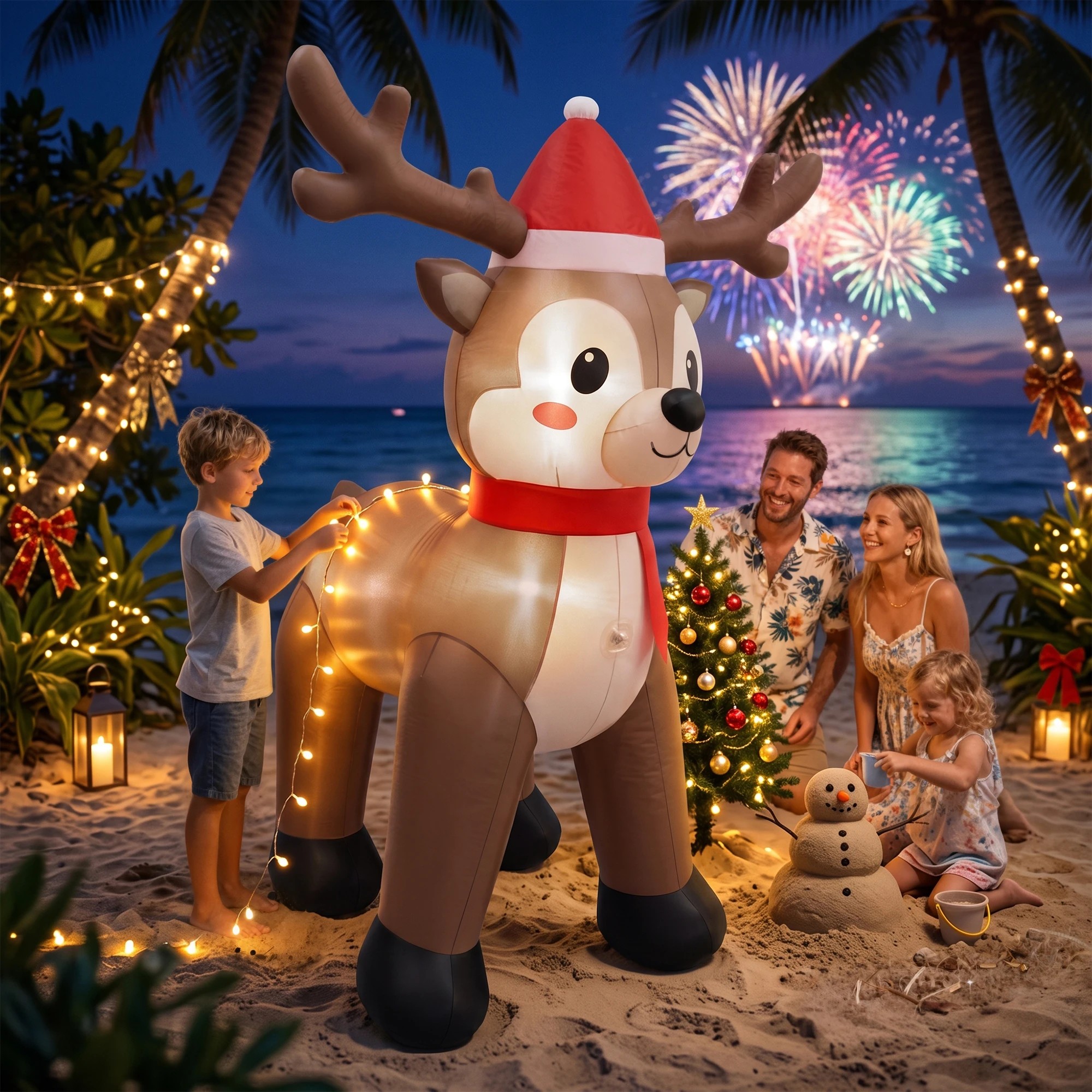 9 Jingle Jollys Christmas Inflatable Reindeer 2.5M Illuminated Decorations - Brown, 9 of 9