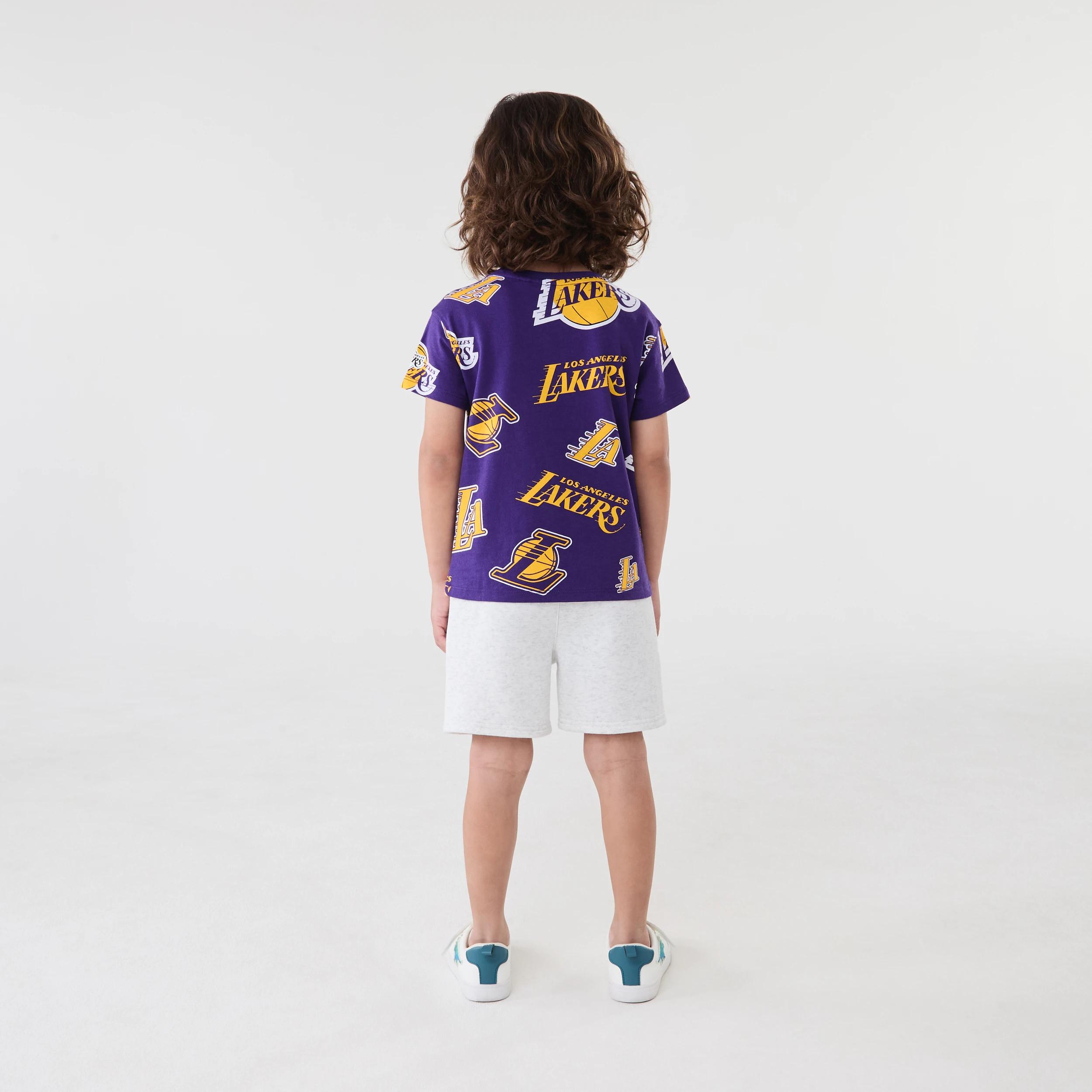 8 Official NBA Kids Mini Shorts BEIGE LAKERS, 8 of 8