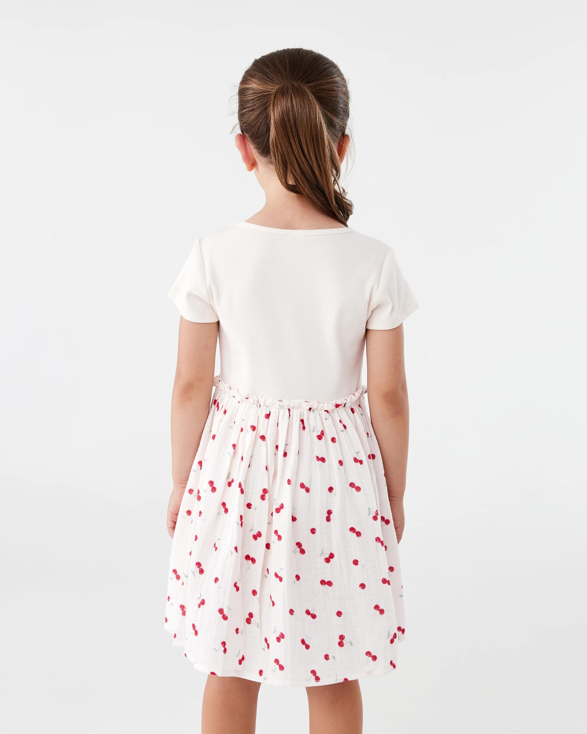 2 Short Sleeve Ribbed Dress Bge Cherry, 2 of 8