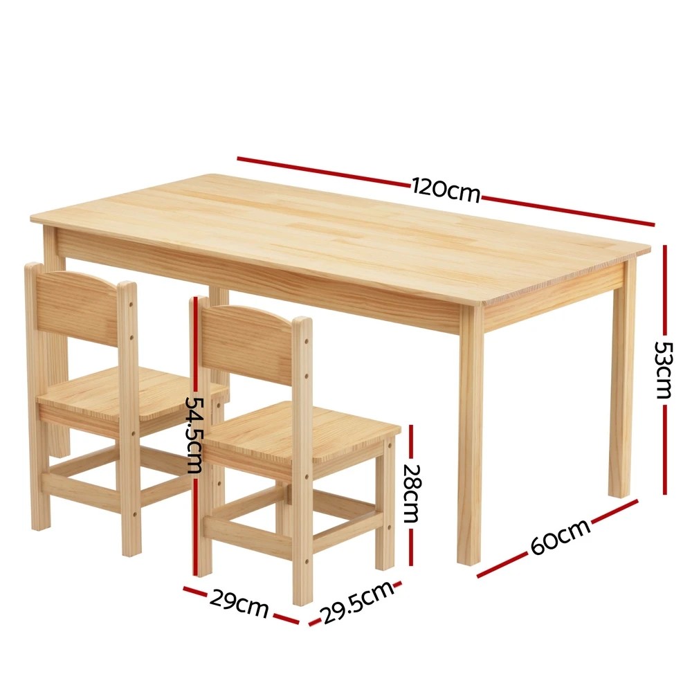 2 1 Keezi Kids Table and 2 Chairs Set wood - Natural, 2 of 6