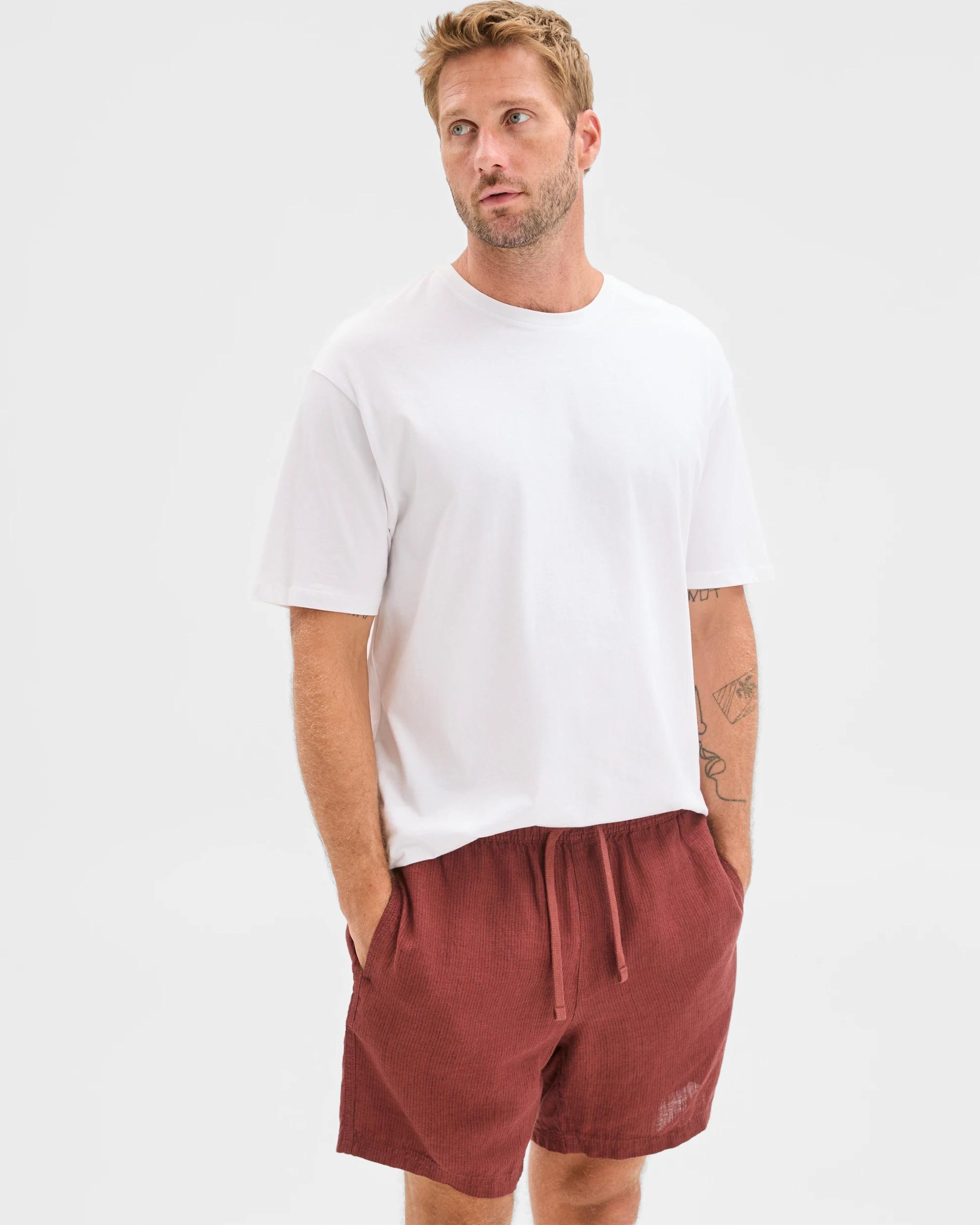 1 Target Man European Linen Stripe Shorts RUST, 1 of 6