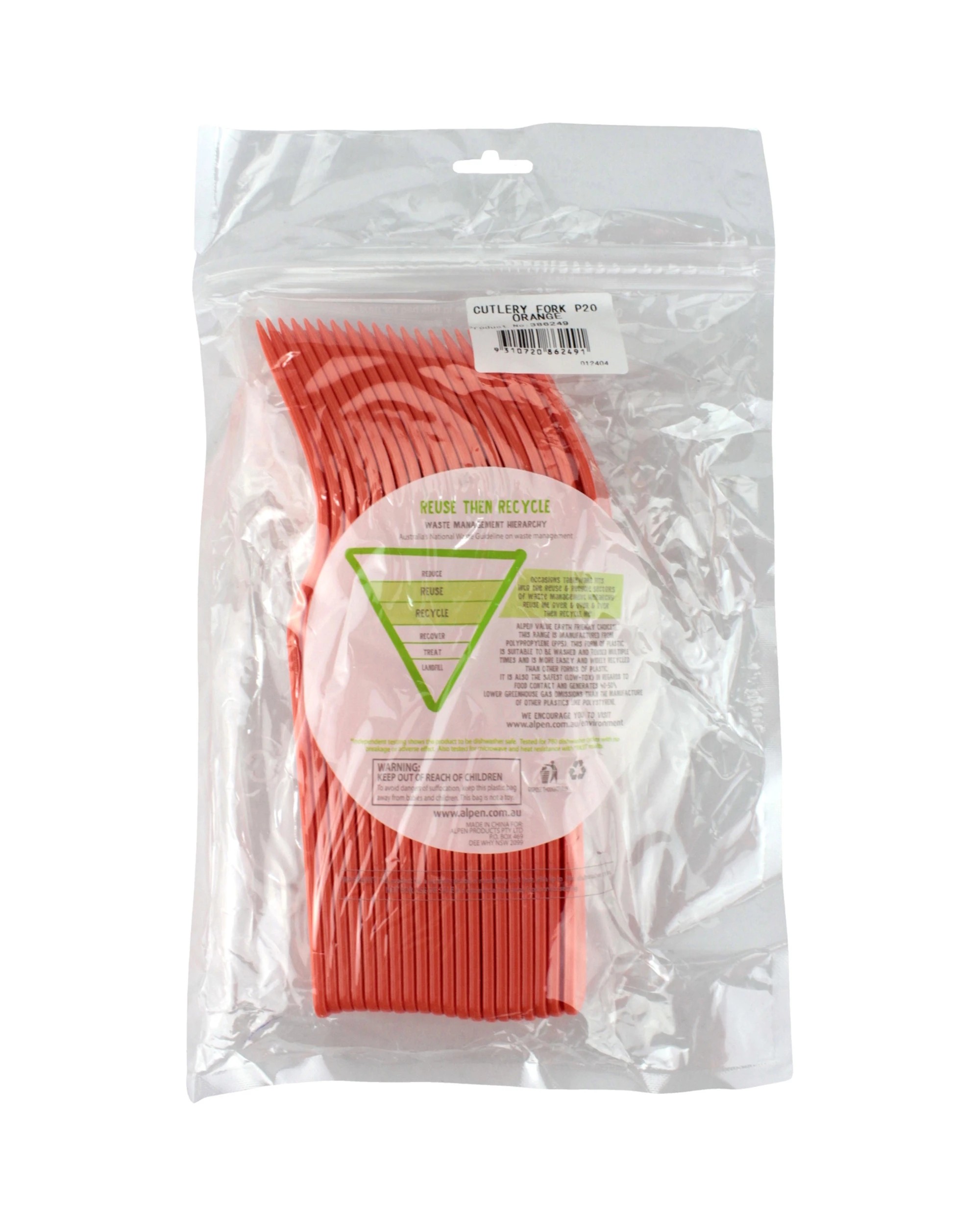 3 Alpen Reusable Plastic Forks Pack of 20 - Orange, 3 of 3