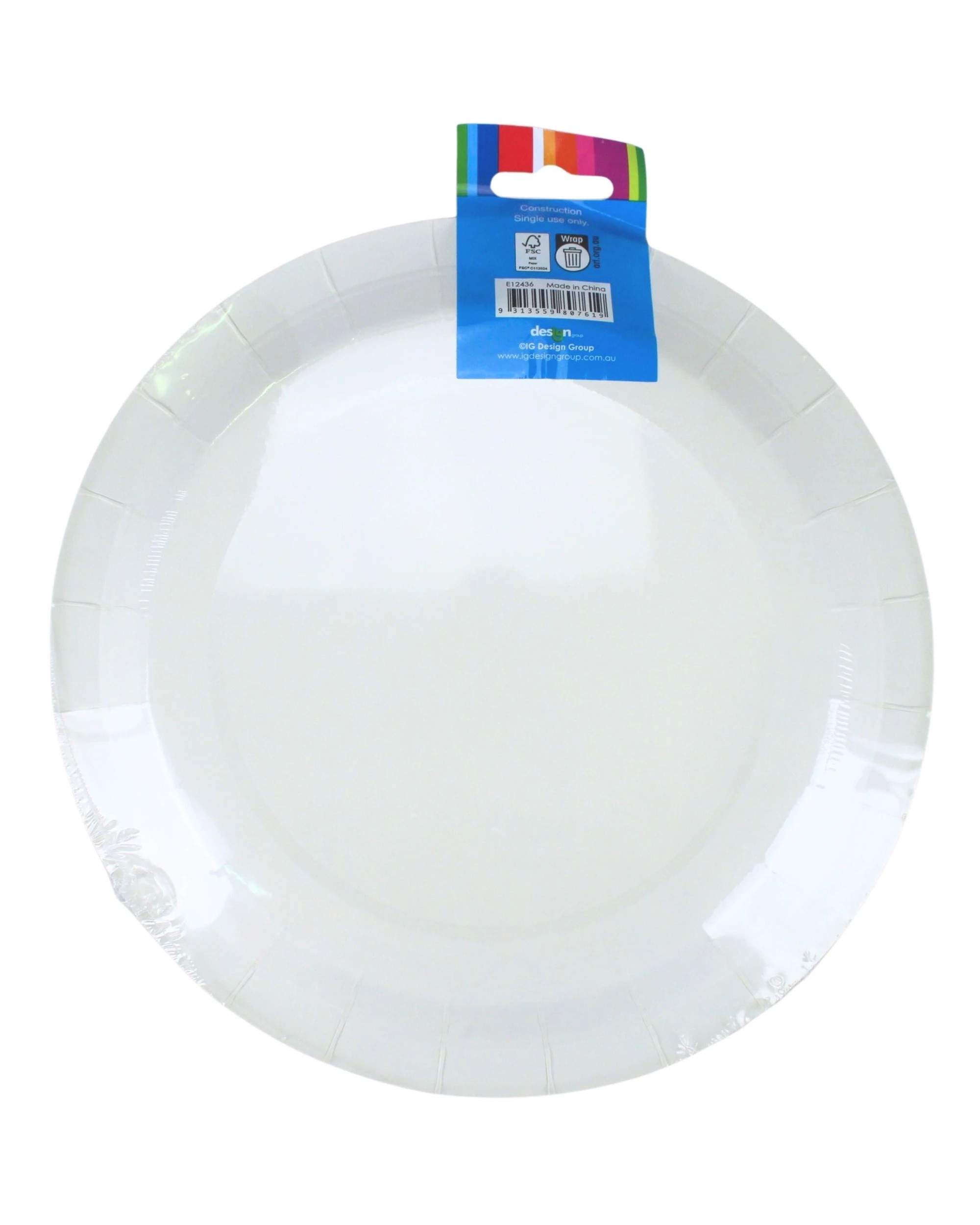 3 Design Group Pastel and White Large Paper Plates Pack of 8 - Multi, 3 of 3
