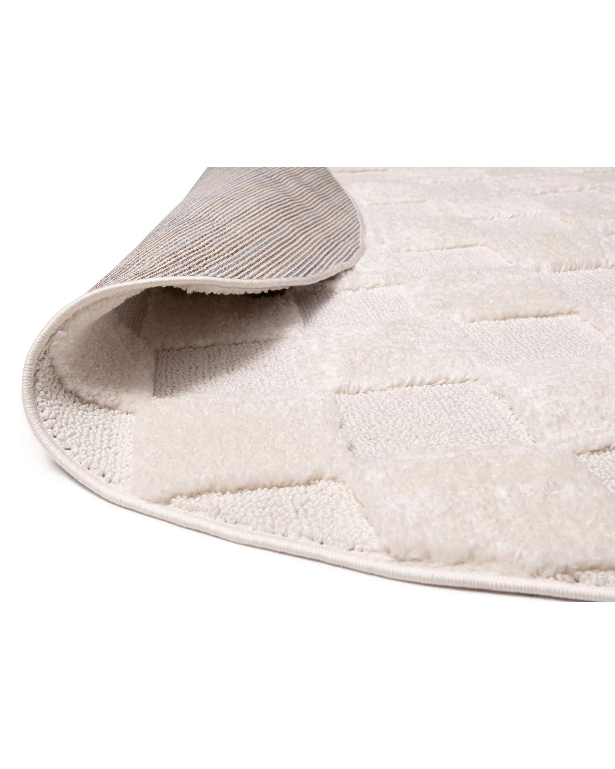3 Loopsie Ambra Checkered Round Rug-160cm x 160cm - White, 3 of 5