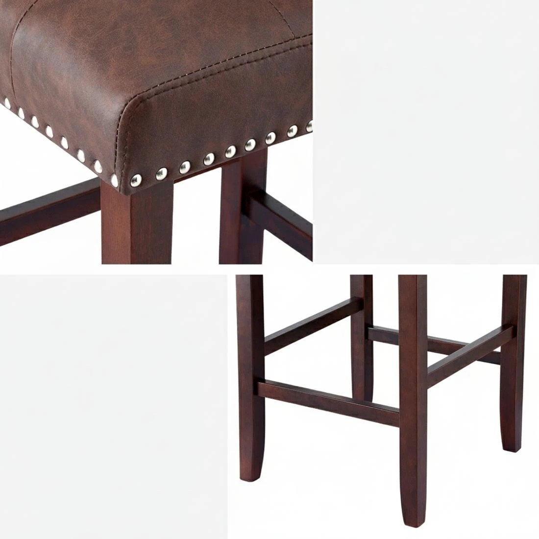 6 Artiss 4x Bar Stools Kitchen Dining Chairs Counter PU Leather Wooden Ada - Brown, 6 of 6