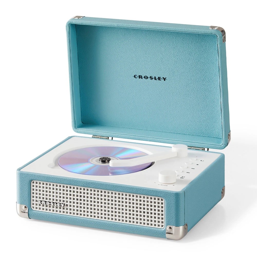 3 Crosley Cruiser Portable Retro CD Player with Stereo Bluetooth Speakers, FM Radio - Turqouise - Blue, 3 of 6