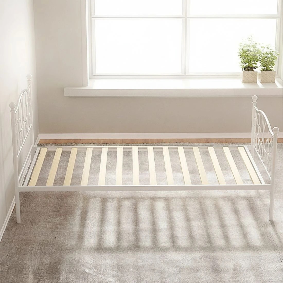 5 Artiss Bed Frame Single Size Metal Frame GROA - White, 5 of 7