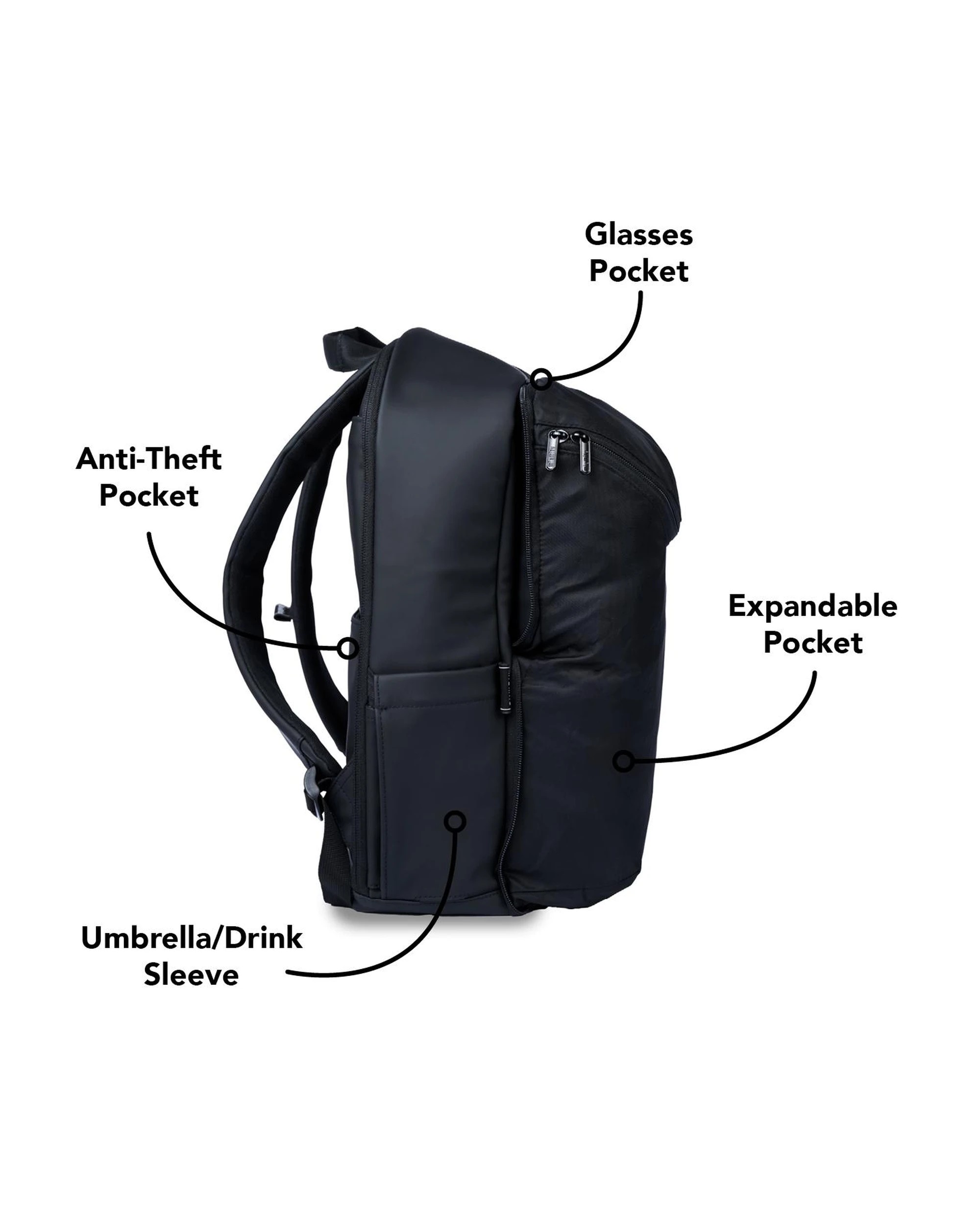 4 MiaMily Expandable Backpack - Midnight Black, 4 of 5