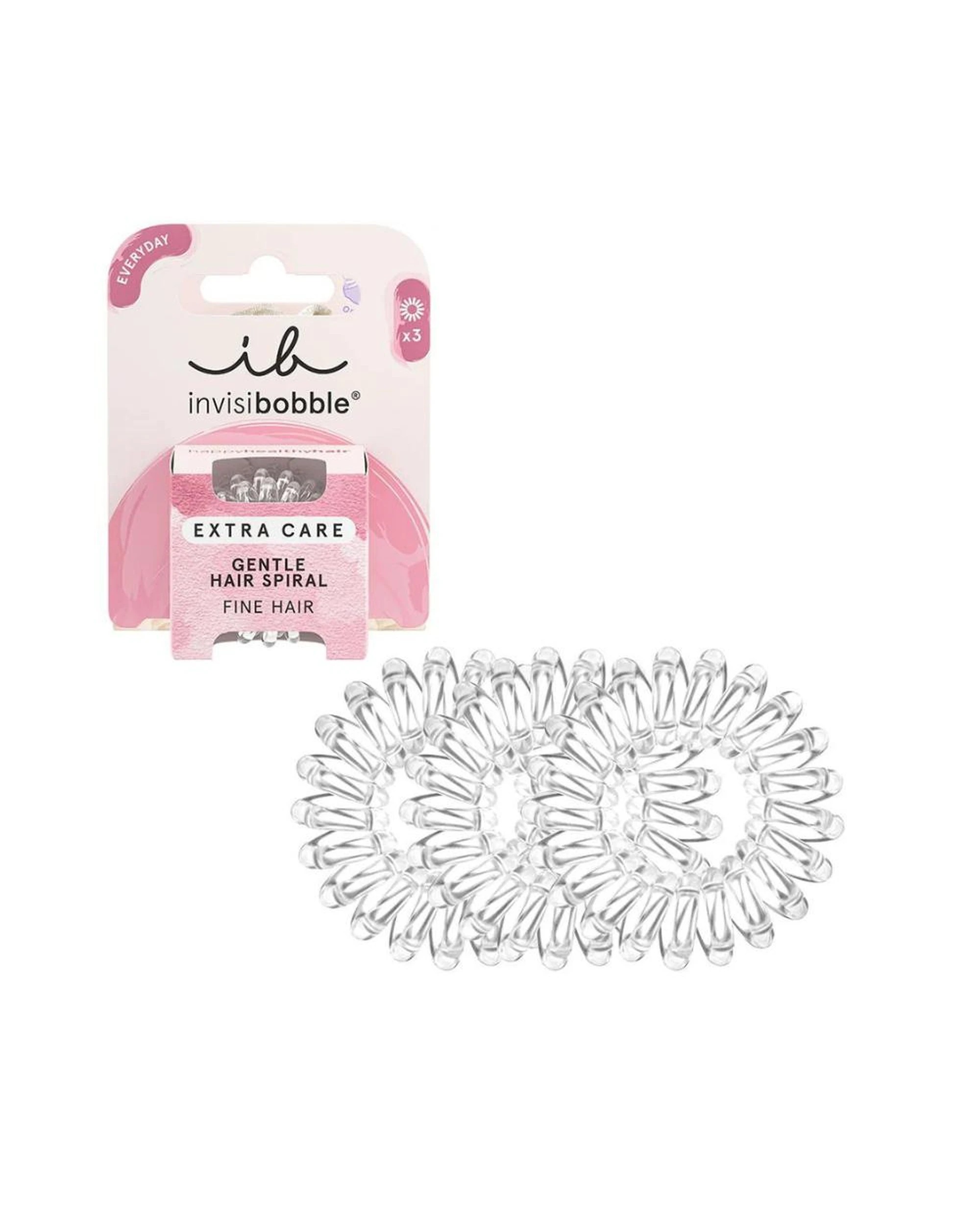 1 Invisibobble Extra Care Fine Hair Gentle Spiral Hair Ties 3Pk - Crystal Clear - Multi, 1 of 1
