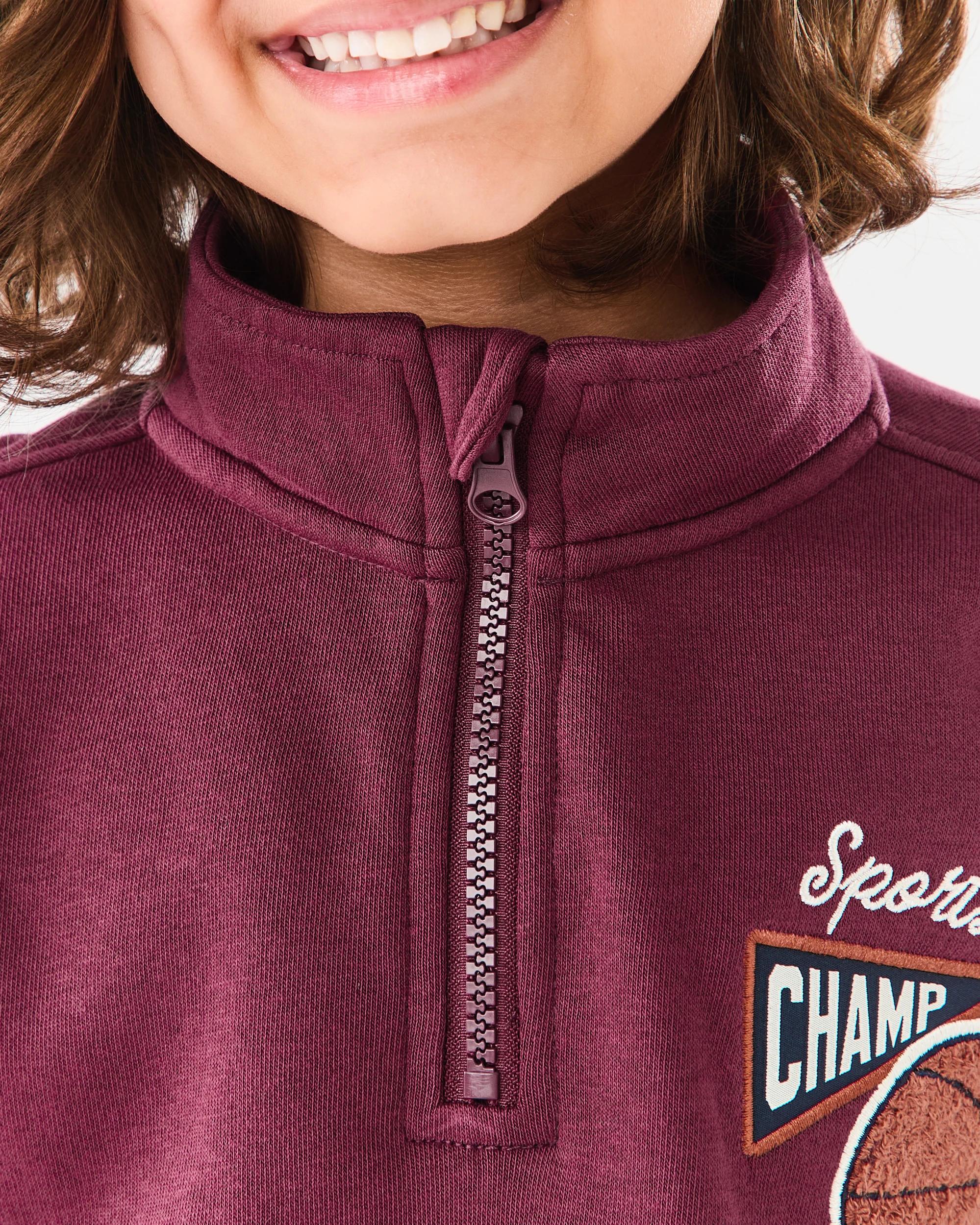 5 Oversized Quarter Zip Sweatshirt Red Varsit, 5 of 8