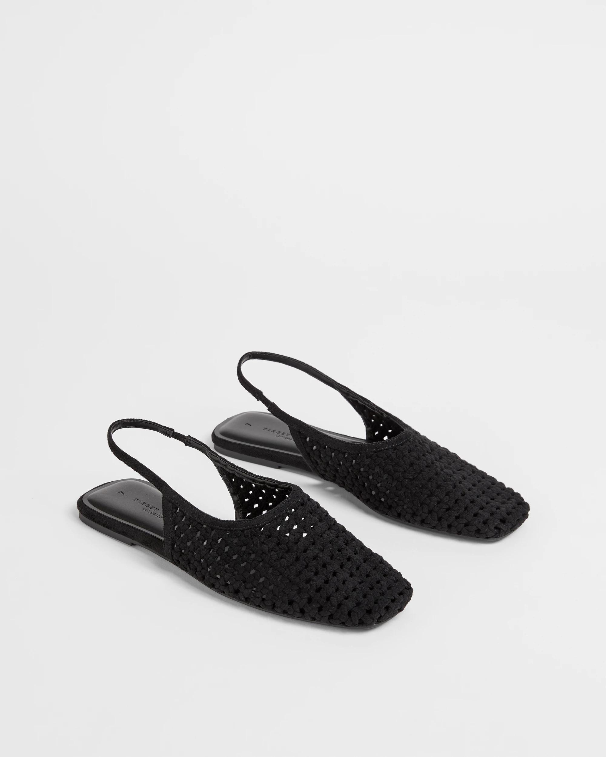 2 Target Woman Pointed Sling Back Weave Ballet Flats BLACK, 2 of 3