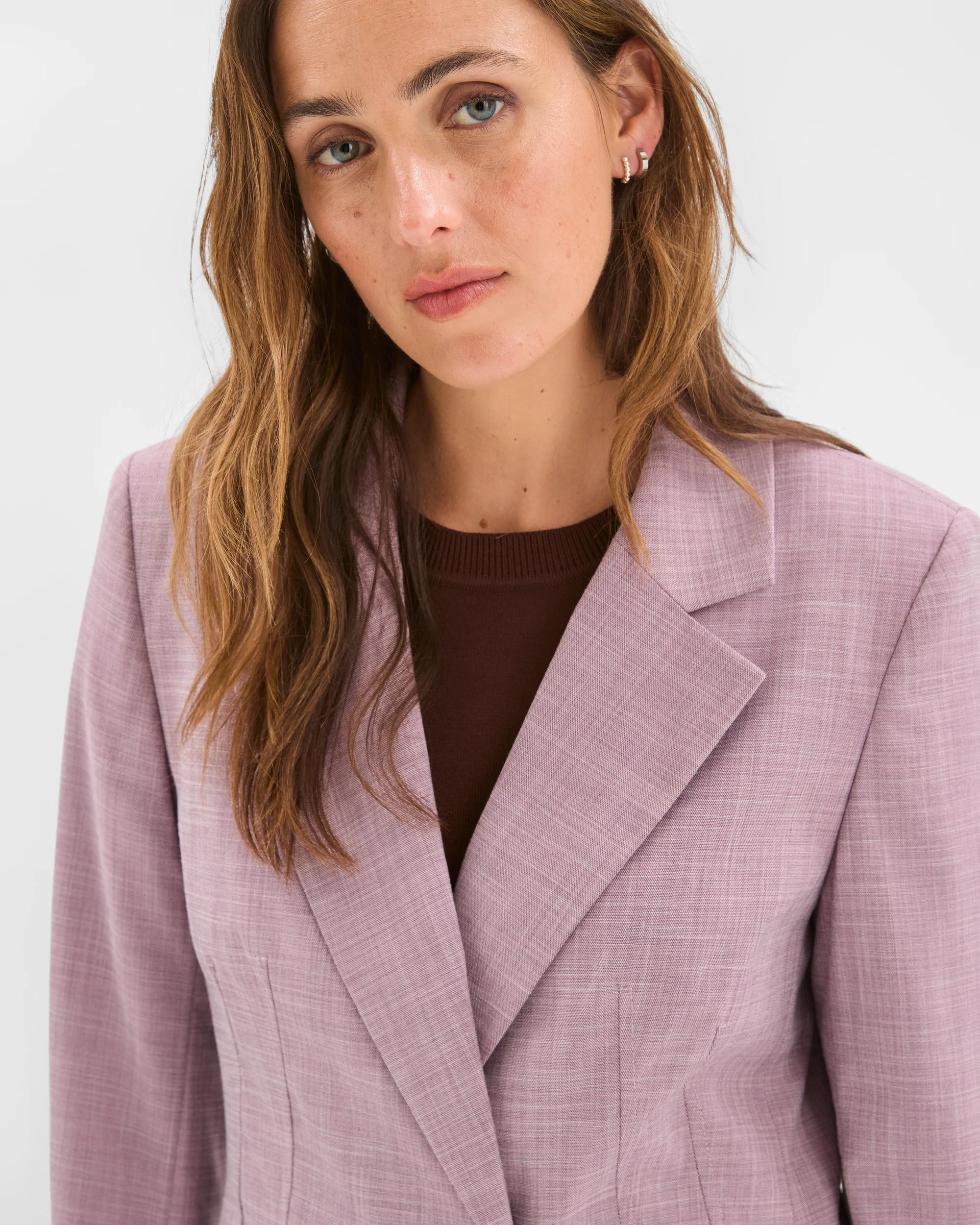 4 Preview Cinched Waist Blazer BERRY CREAM MELANGE, 4 of 7