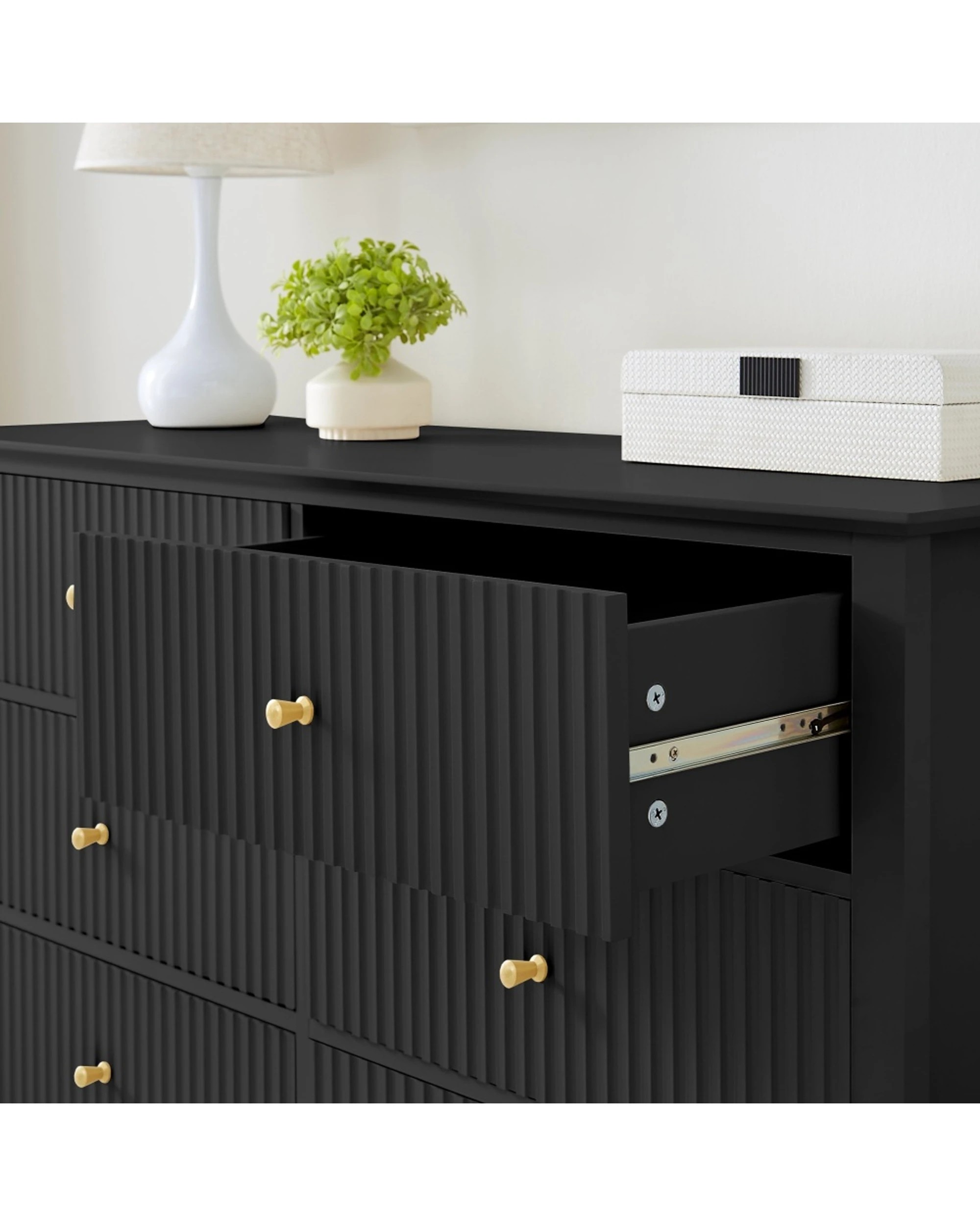 4 Alpine Bay Zara Fluted 6 drawer chest 120cm - Black, 4 of 7