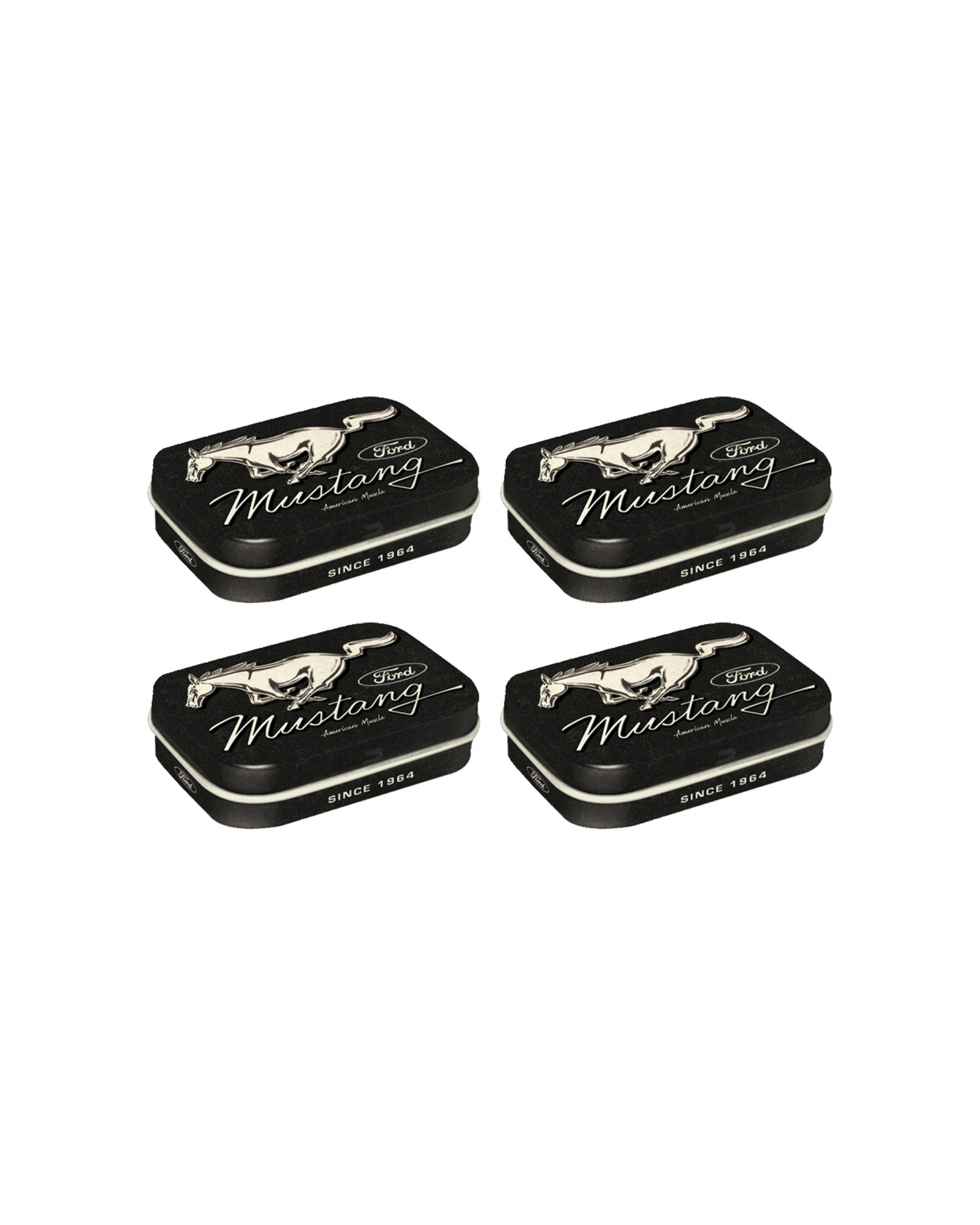 1 Nostalgic-Art 4PK Pocket Box with Mints - Ford Mustang Horse Logo Black - Black, 1 of 2