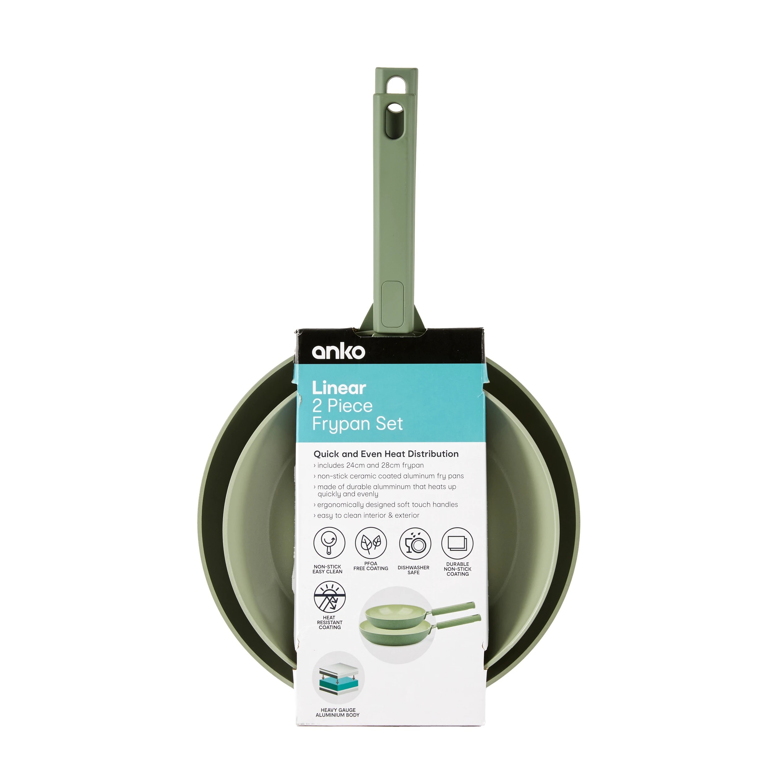 7 2 Piece Linear Frypan Set - Green, 7 of 7