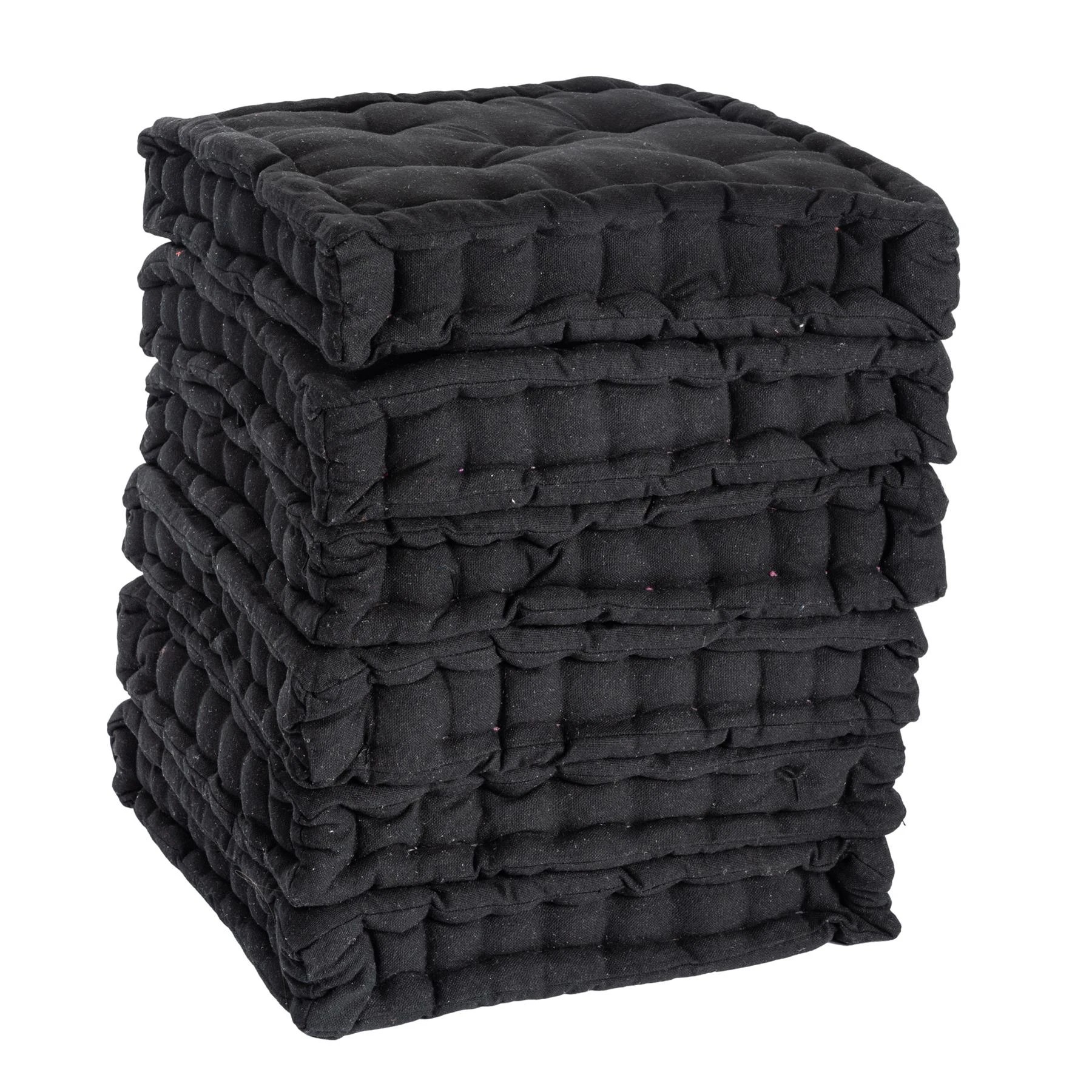 1 Nicola Spring Garden Chair Seat Cushions - 40cm x 40cm - Pack of 6 - Black, 1 of 7