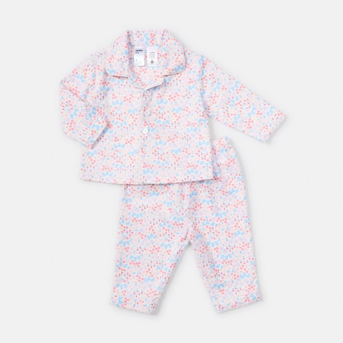 1 Flannelette Pyjama Set Wht Floral, 1 of 7