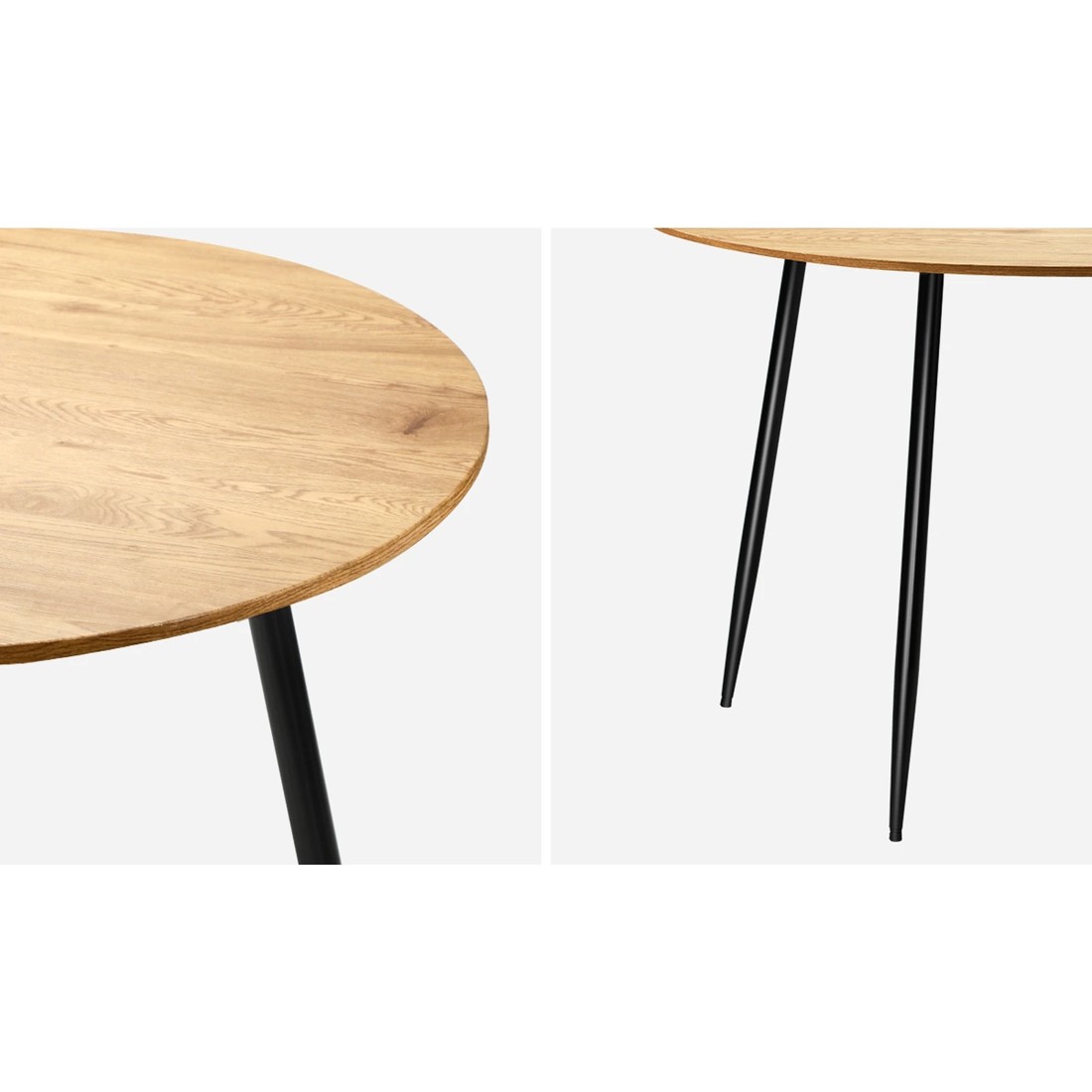 4 Oikiture 110cm Dining Table Round Wooden Table With Metal Legs Wooden
 - Multi, 4 of 8