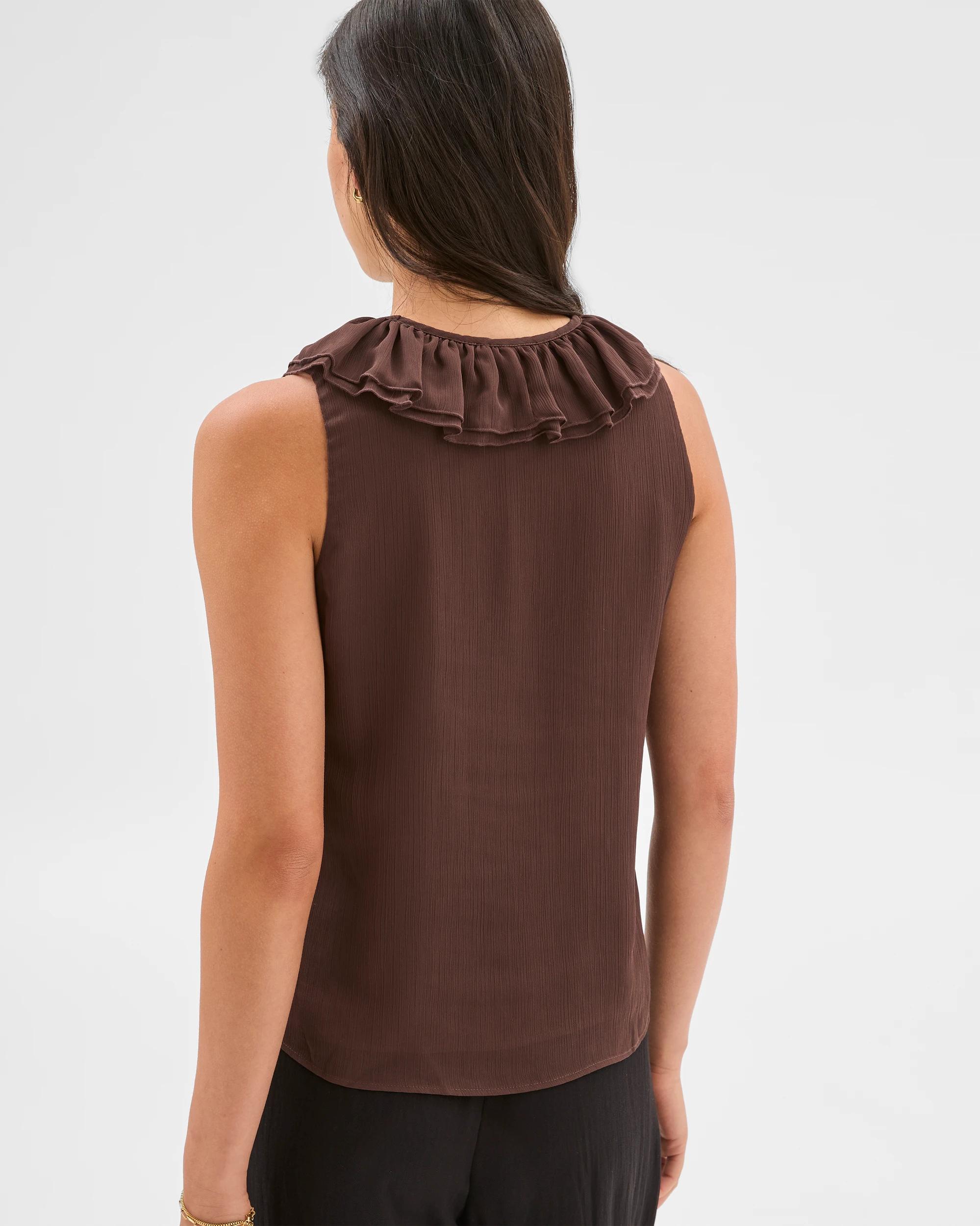 4 Sleeveless Ruffle Blouse - Preview BITTER CHOCOLATE, 4 of 6